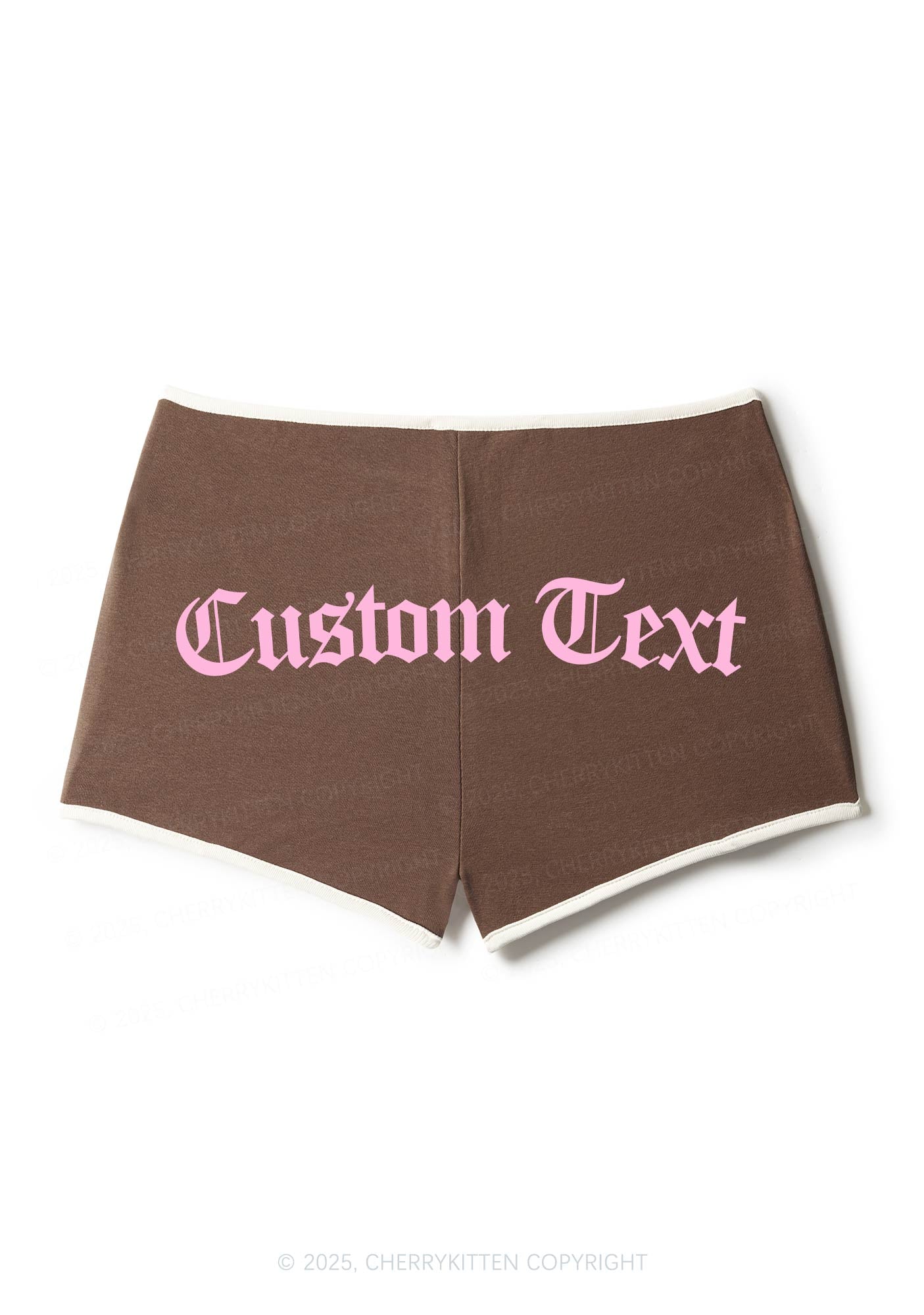 Custom Gothic Text Y2K Contrast Mini Shorts Cherrykitten