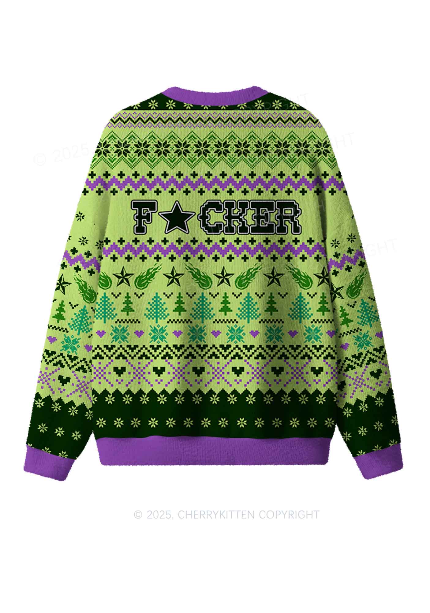 Motherfxcker Two Sides Y2K Christmas Knit Sweatshirt Cherrykitten