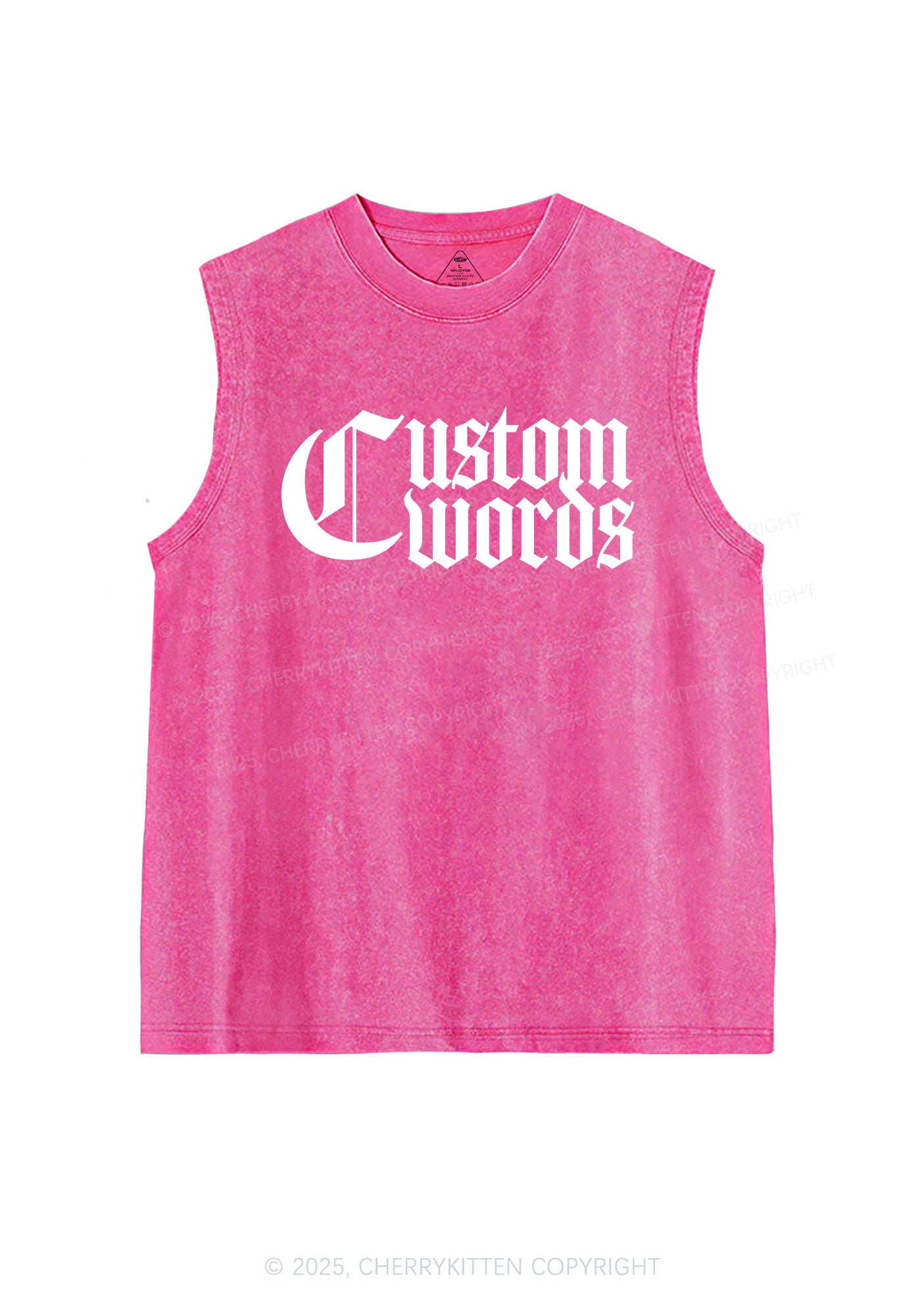 Custom Text Gothic Font Y2K Washed Muscle Tank Cherrykitten