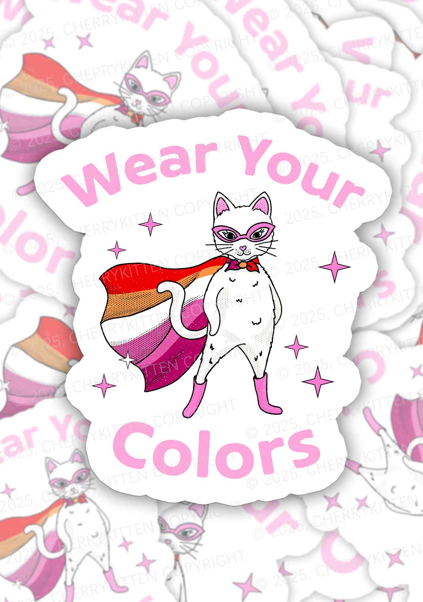 Lesbian Flag Cat Pride 1Pc Y2K Sticker Cherrykitten