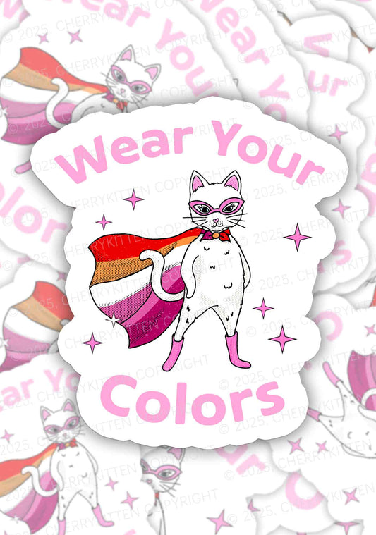 Lesbian Flag Cat Pride 1Pc Y2K Sticker Cherrykitten