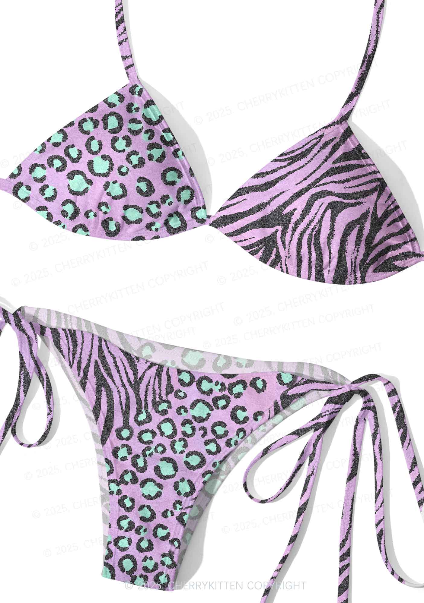 Zebra And Leopard Y2K Print Bikini Set Cherrykitten