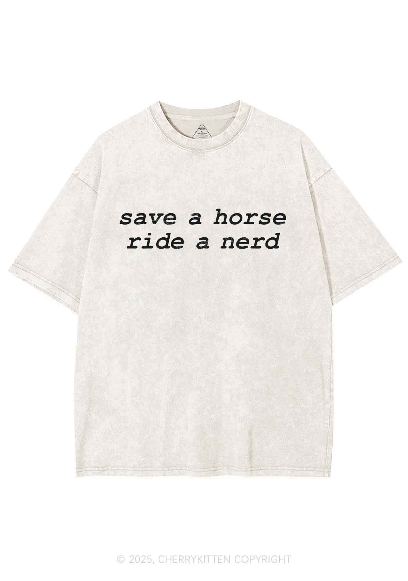 Save Horse Ride Nerd Y2K Shirts Washed Tee Cherrykitten
