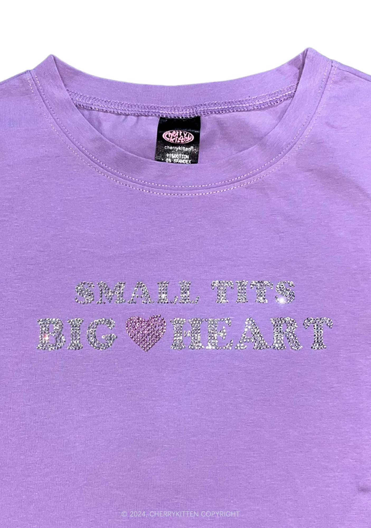 Rhinestone Big Heart Y2K Baby Tee Cherrykitten