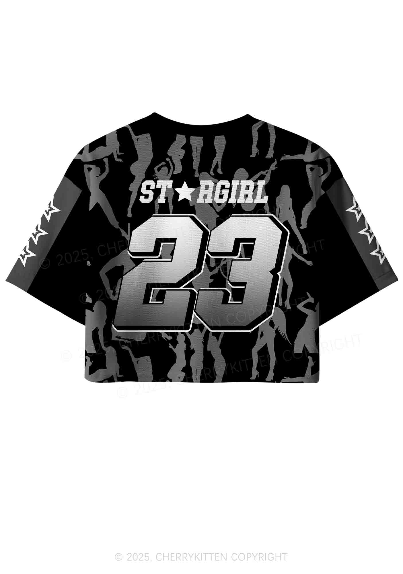 Custom Black Star Girl Y2K Crop Sport Jersey Shirts Cherrykitten