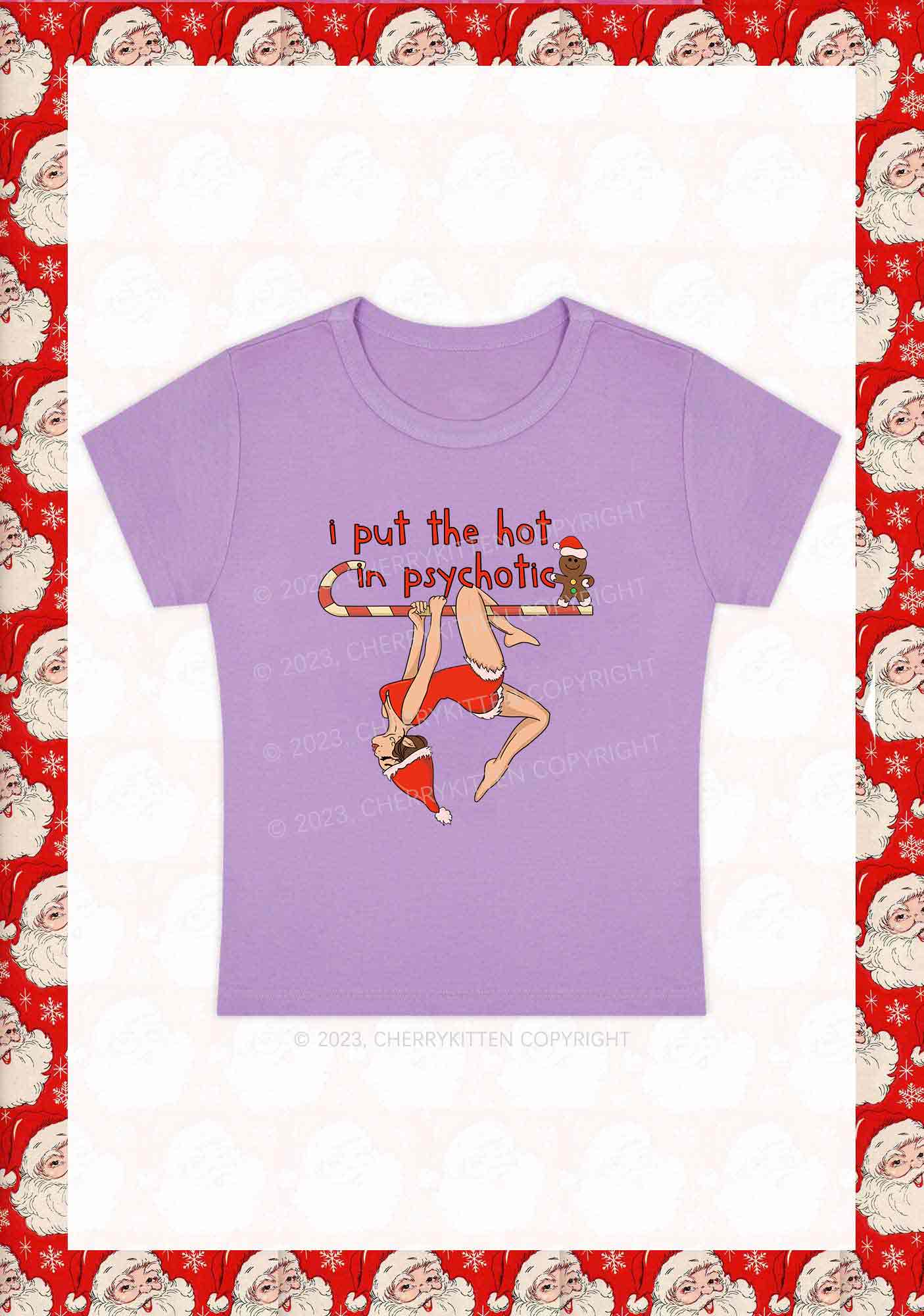 Christmas Yoga Girl Y2K Baby Tee Cherrykitten