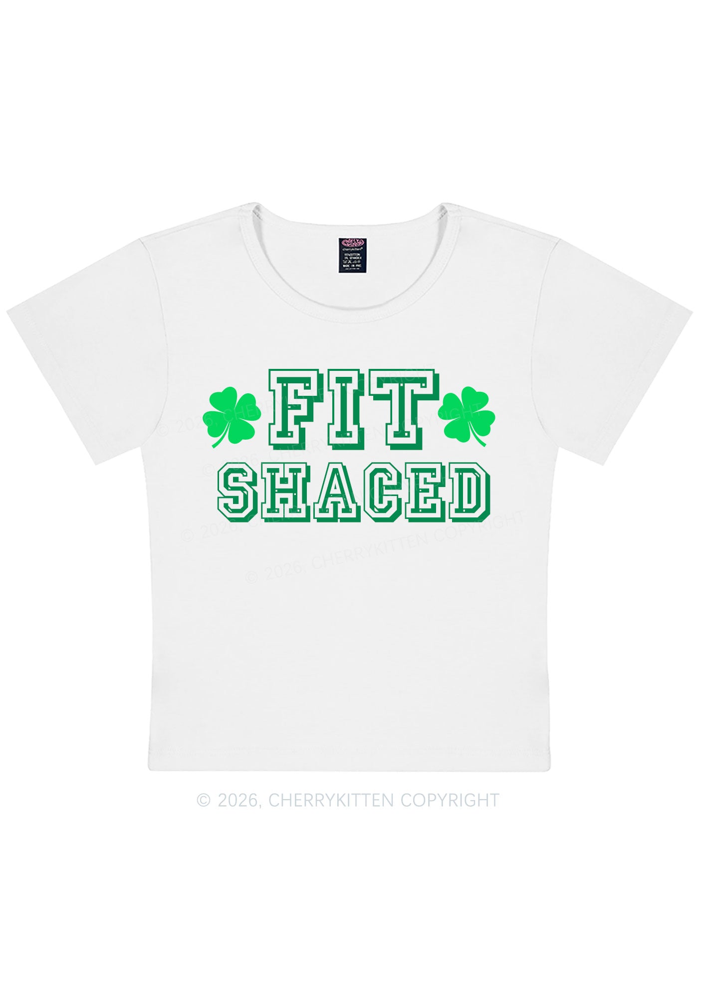 Fit Shaced St Patricks Y2K Baby Tee Cherrykitten