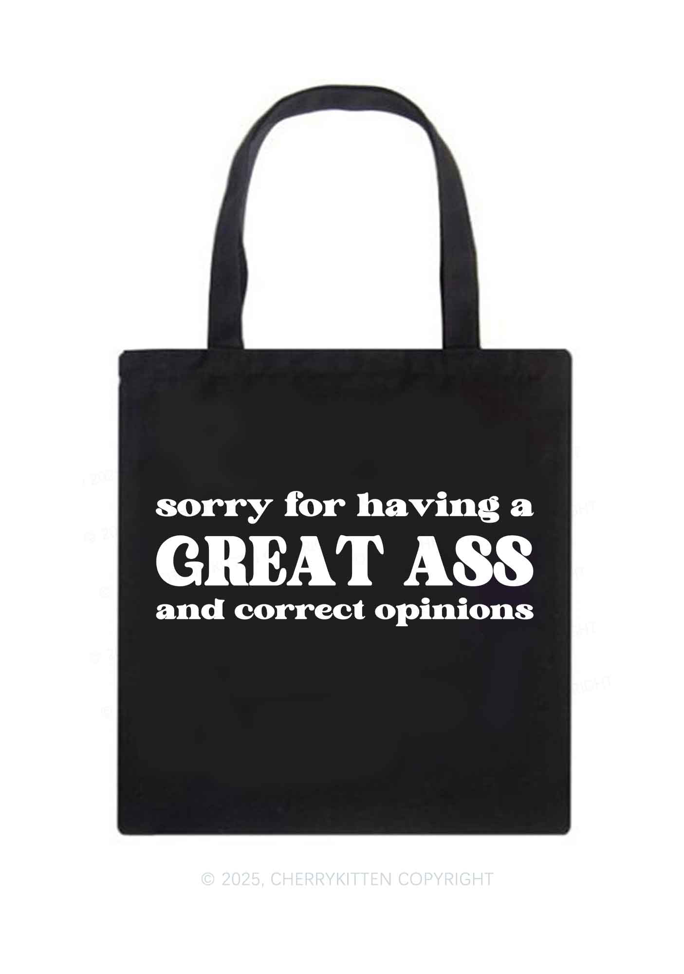 Sorry For Having Great Axx Y2K Canvas Tote Bag Cherrykitten
