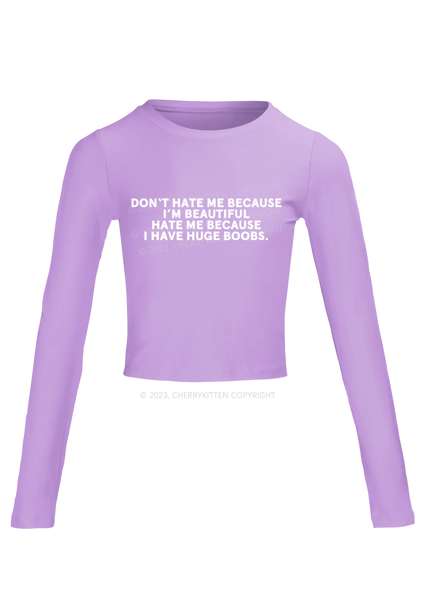 Hate Me Because I Have Huge Bxxbs Long Sleeve Crop Top Cherrykitten