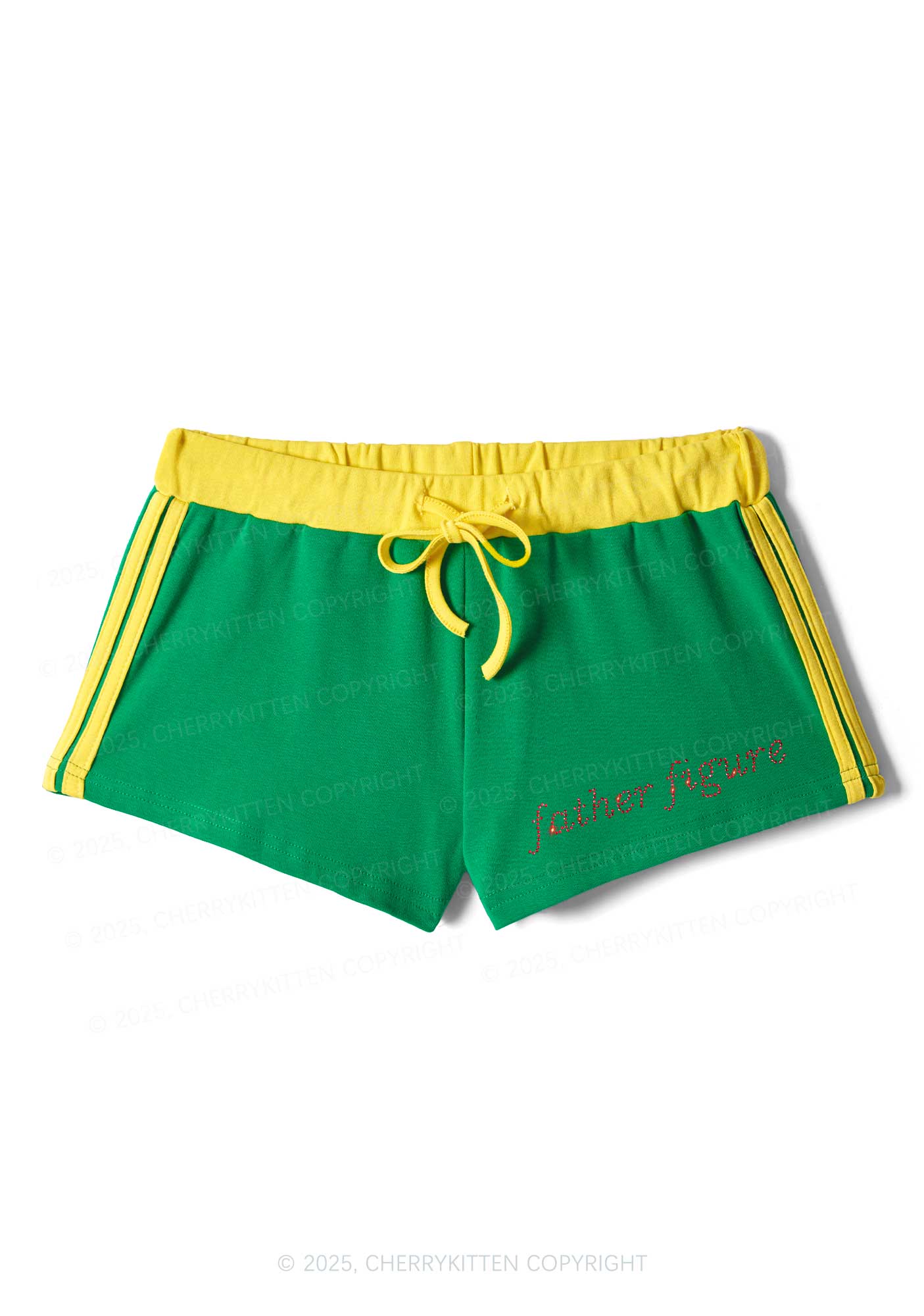 Rhinestone Red Father Figure Y2K Drawstring Mini Shorts Cherrykitten