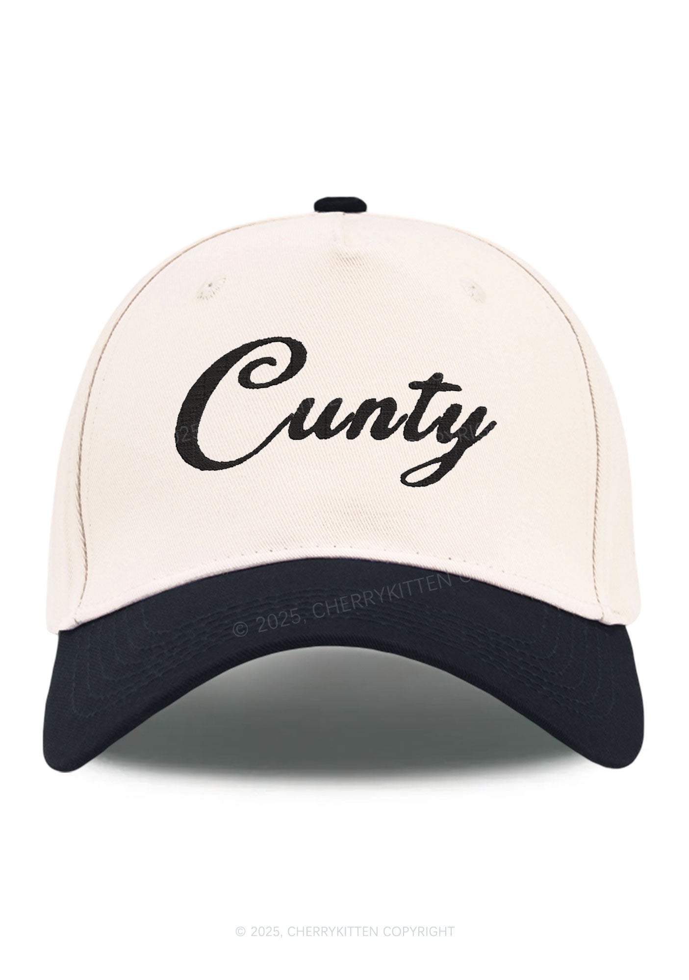 Embroidered Cunty Y2K Color Block Baseball Cap Cherrykitten