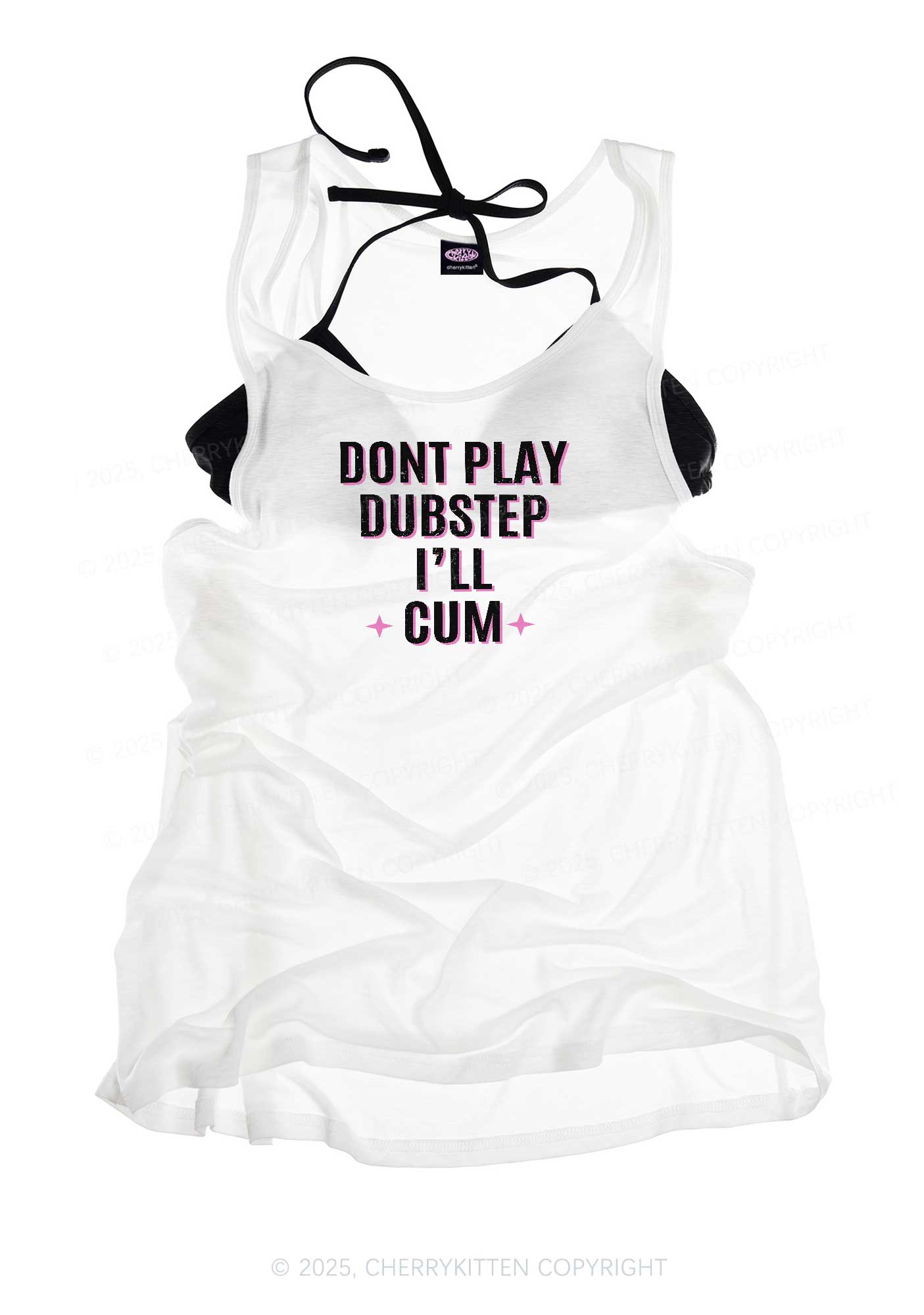 Dont Play Dubstep Y2K Sheer Boyfriend Tank Cherrykitten