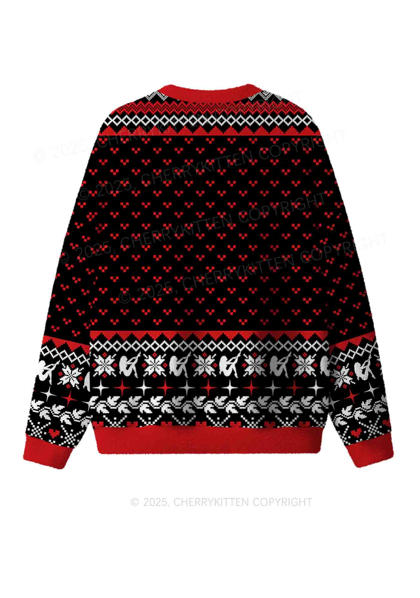 Red Cxxt Star Y2K Christmas Knit Sweatshirt Cherrykitten