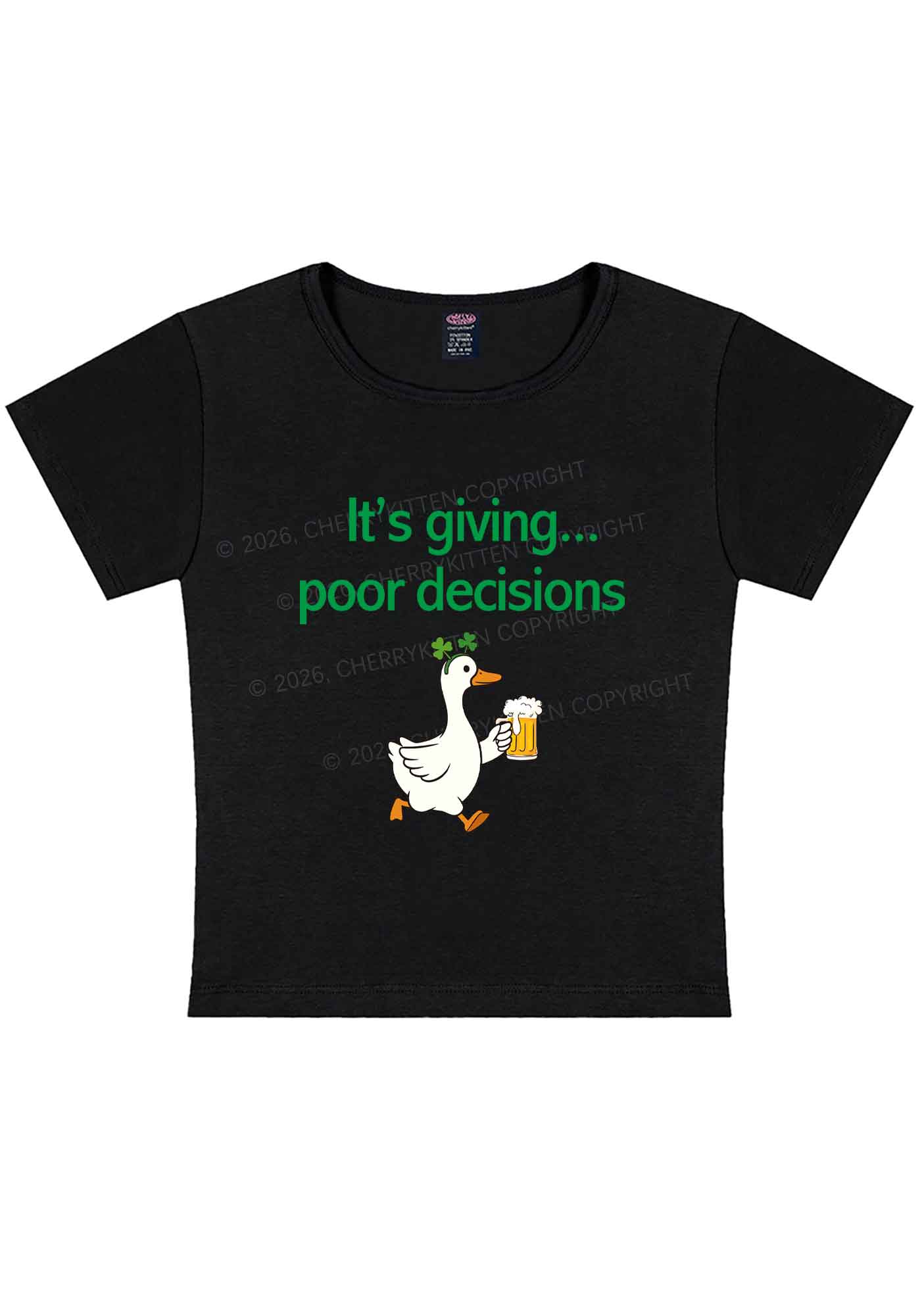 Its Giving Poor Decisions St Patricks Y2K Baby Tee Cherrykitten