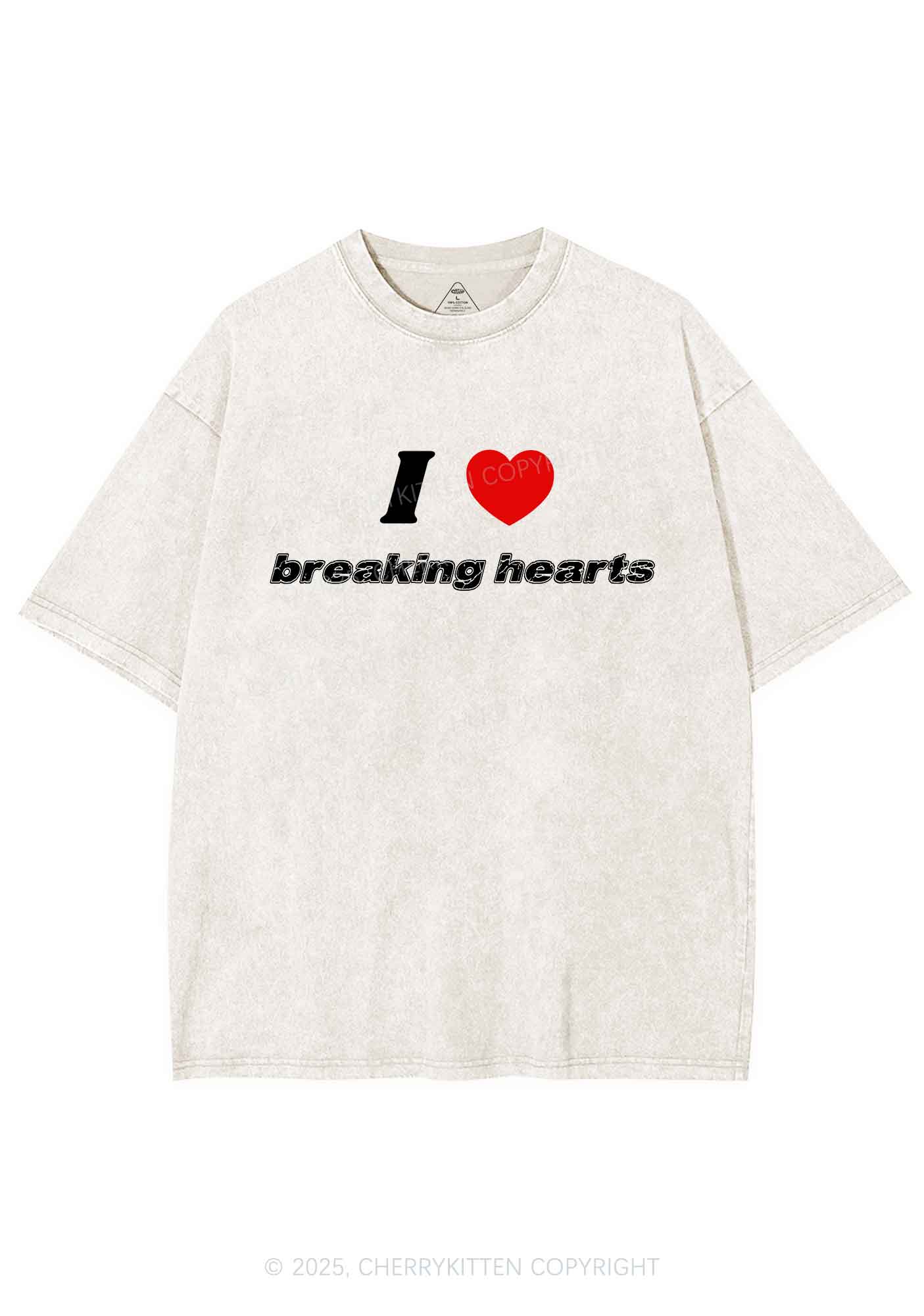 I Love Breaking Hearts Y2K Shirts Washed Tee Cherrykitten