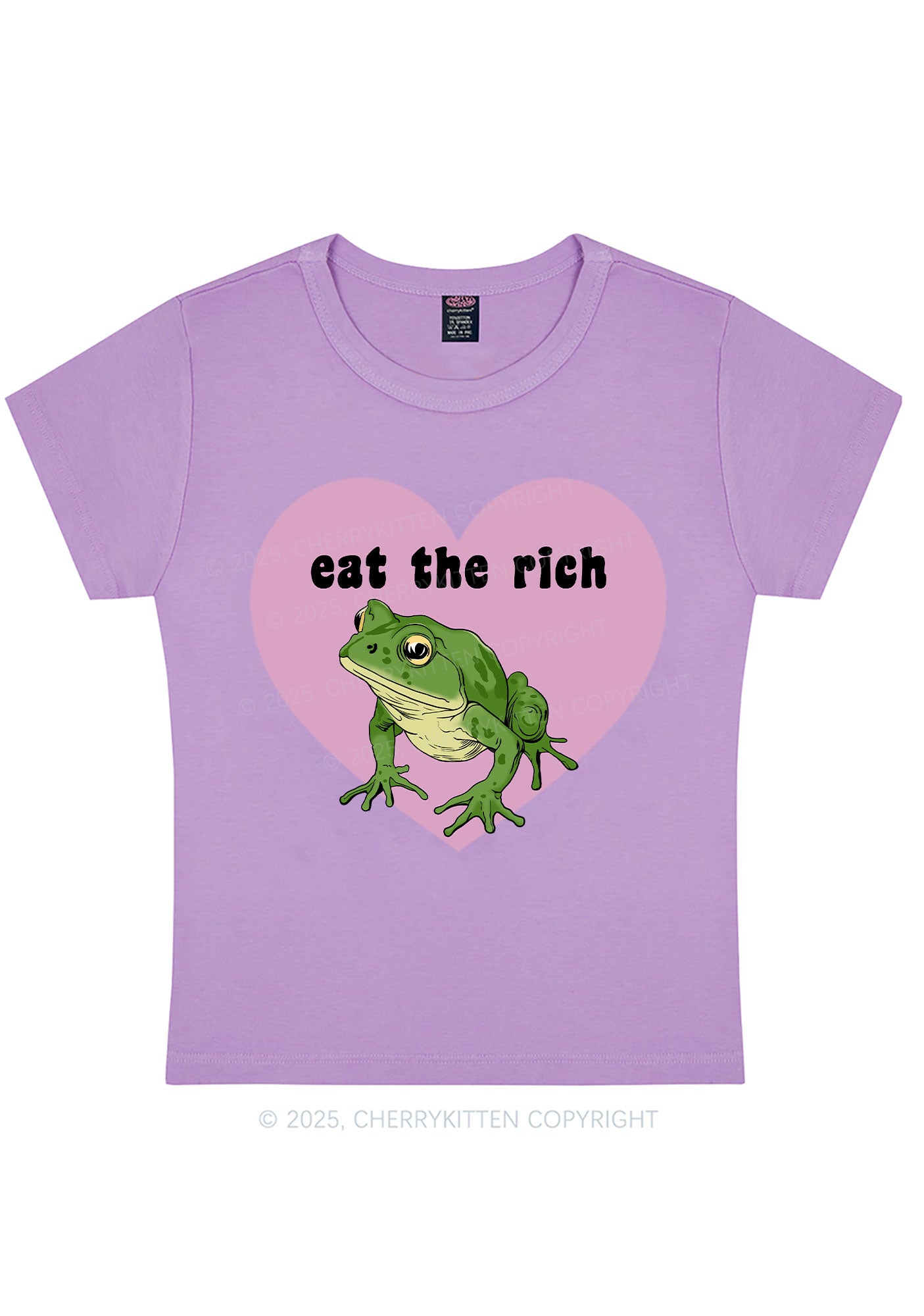 Curvy Eat The Rich Frog Y2K Baby Tee Cherrykitten