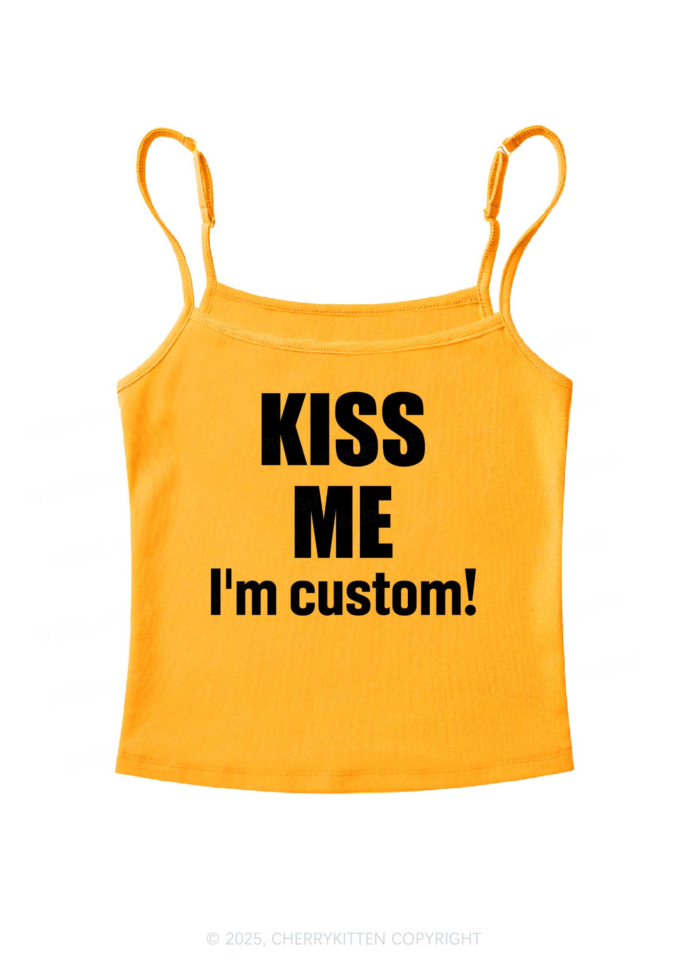 Kiss Me Im Custom Y2K Spaghetti Strap Cami Cherrykitten