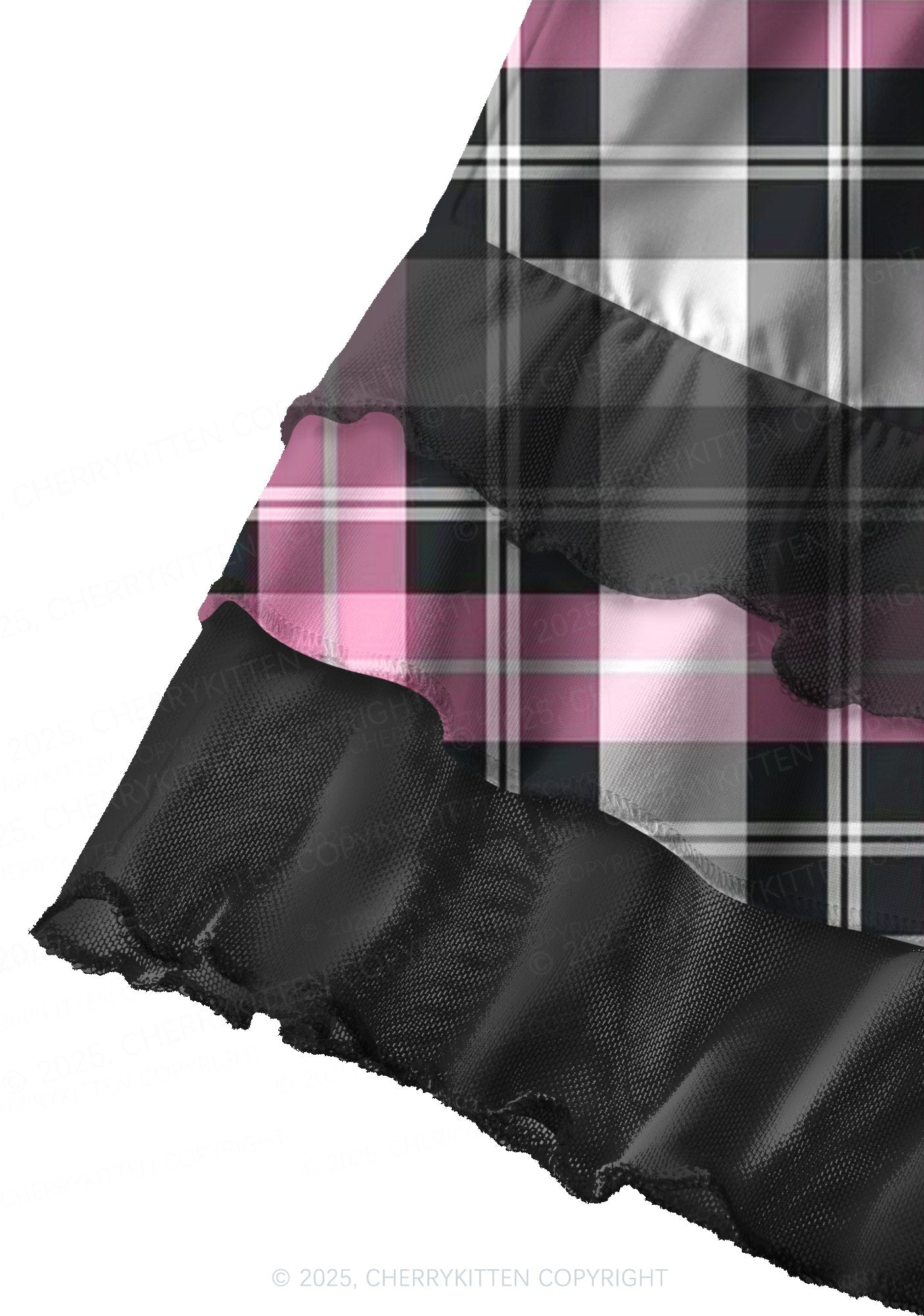 Pink And White Plaid Y2K Print Mini Layered Skirt Cherrykitten