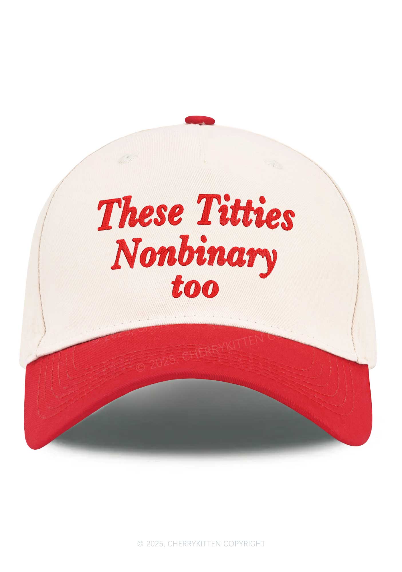 Embroidered Txtties Nonbinary Too Y2K Color Block Baseball Cap Cherrykitten