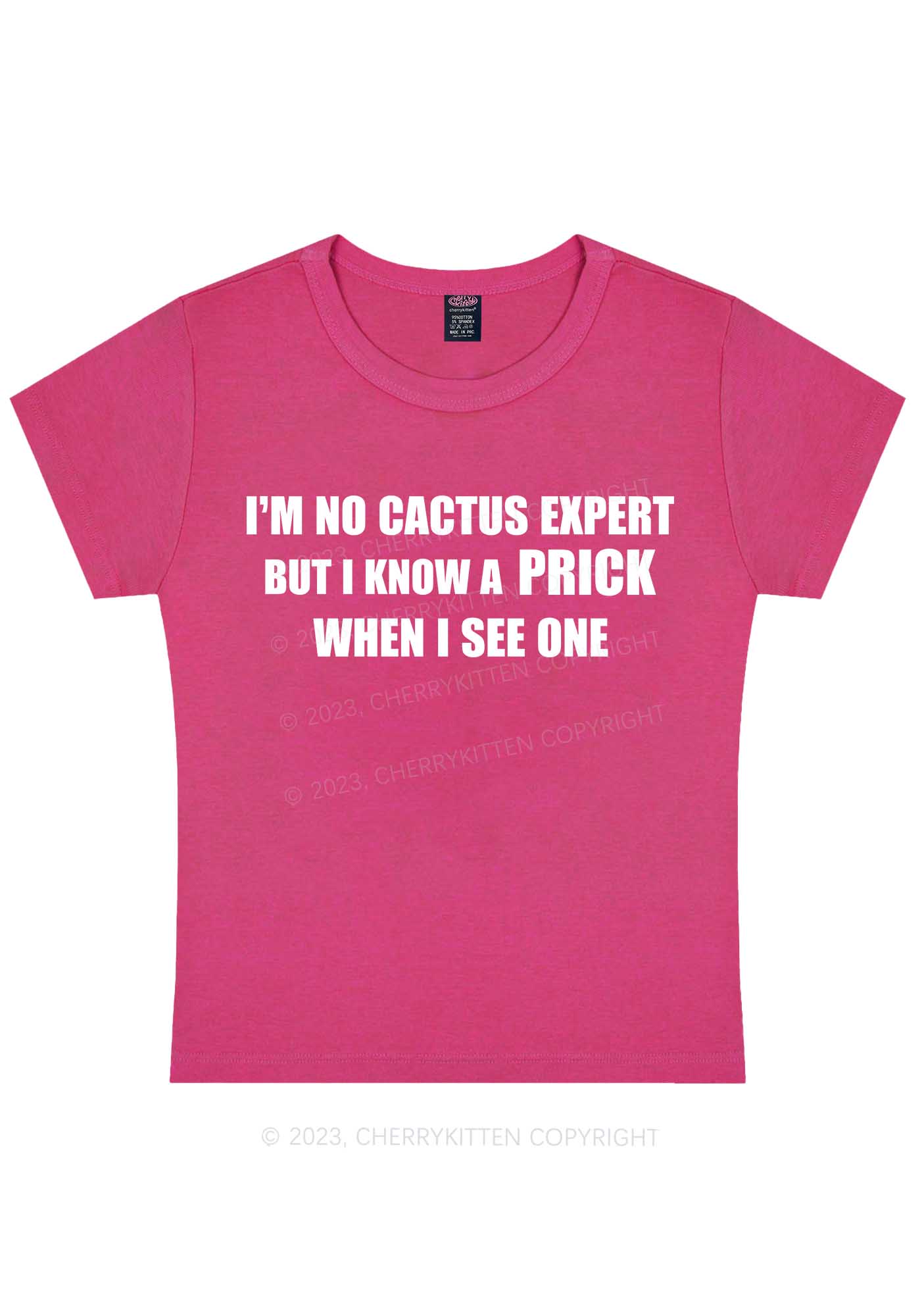 Cactus Expert Y2K Baby Tee Cherrykitten