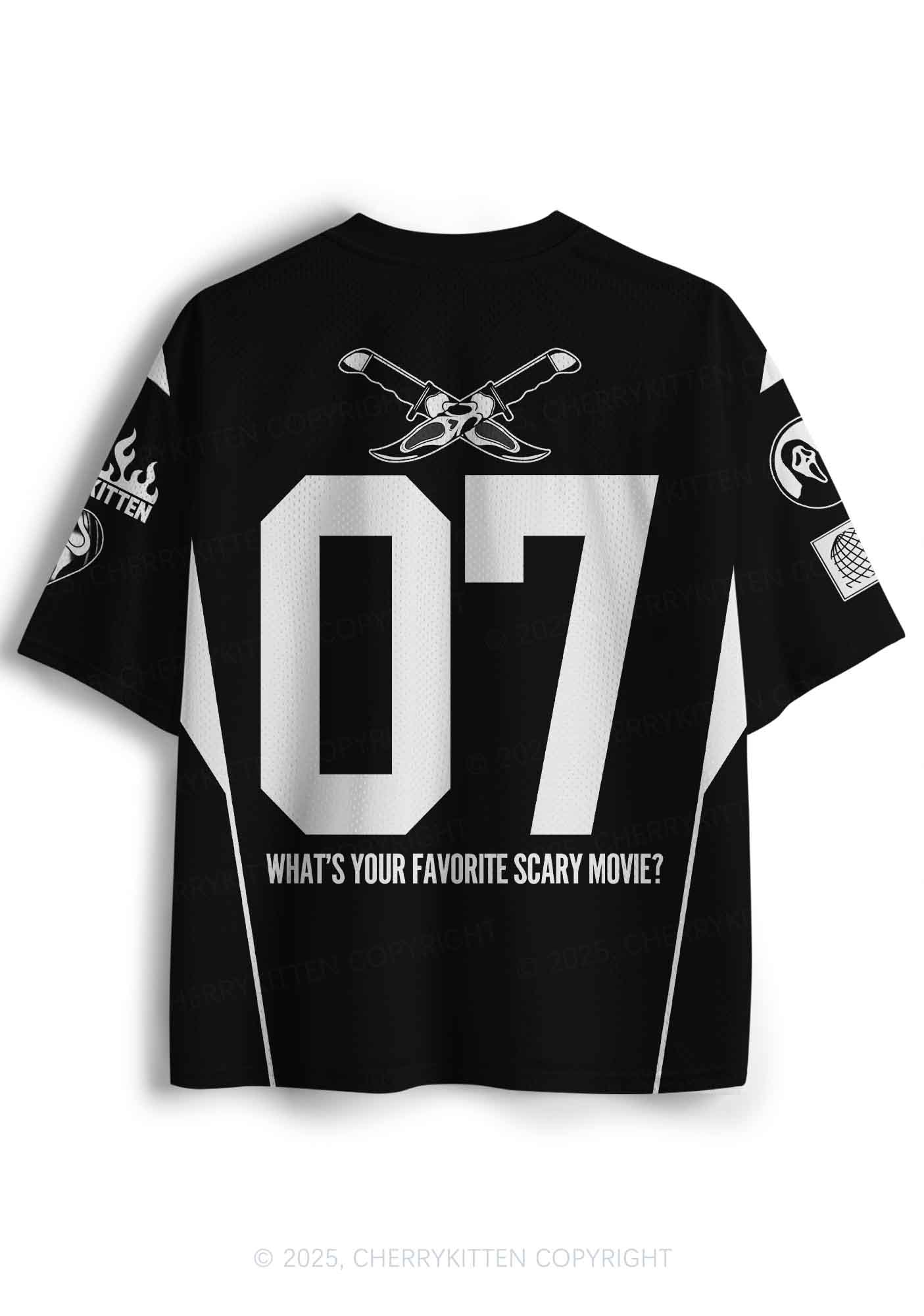 Halloween Custom Black Horror Club Y2K Sport Jersey Shirts Cherrykitten