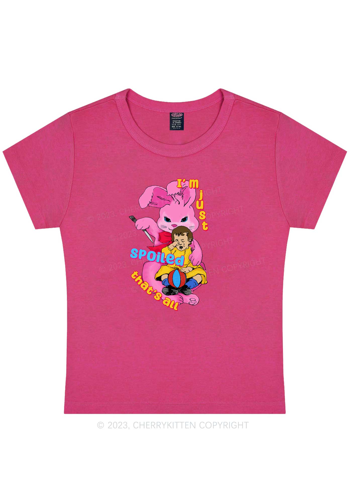 Bunny Just Spoiled Kids Y2K Baby Tee Cherrykitten