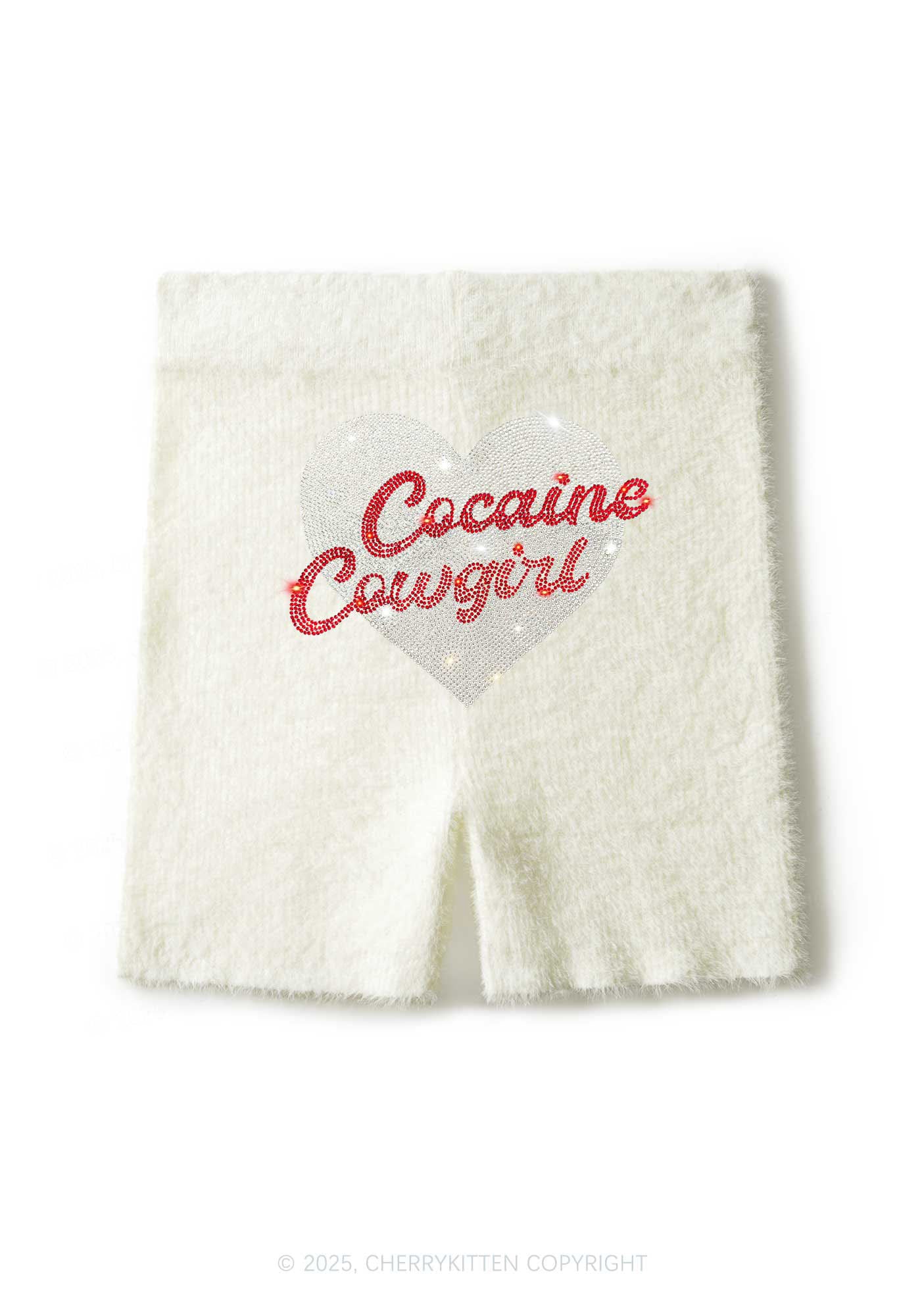 Rhinestone Cola Cowgirl Y2K Fluffy Shorts Cherrykitten