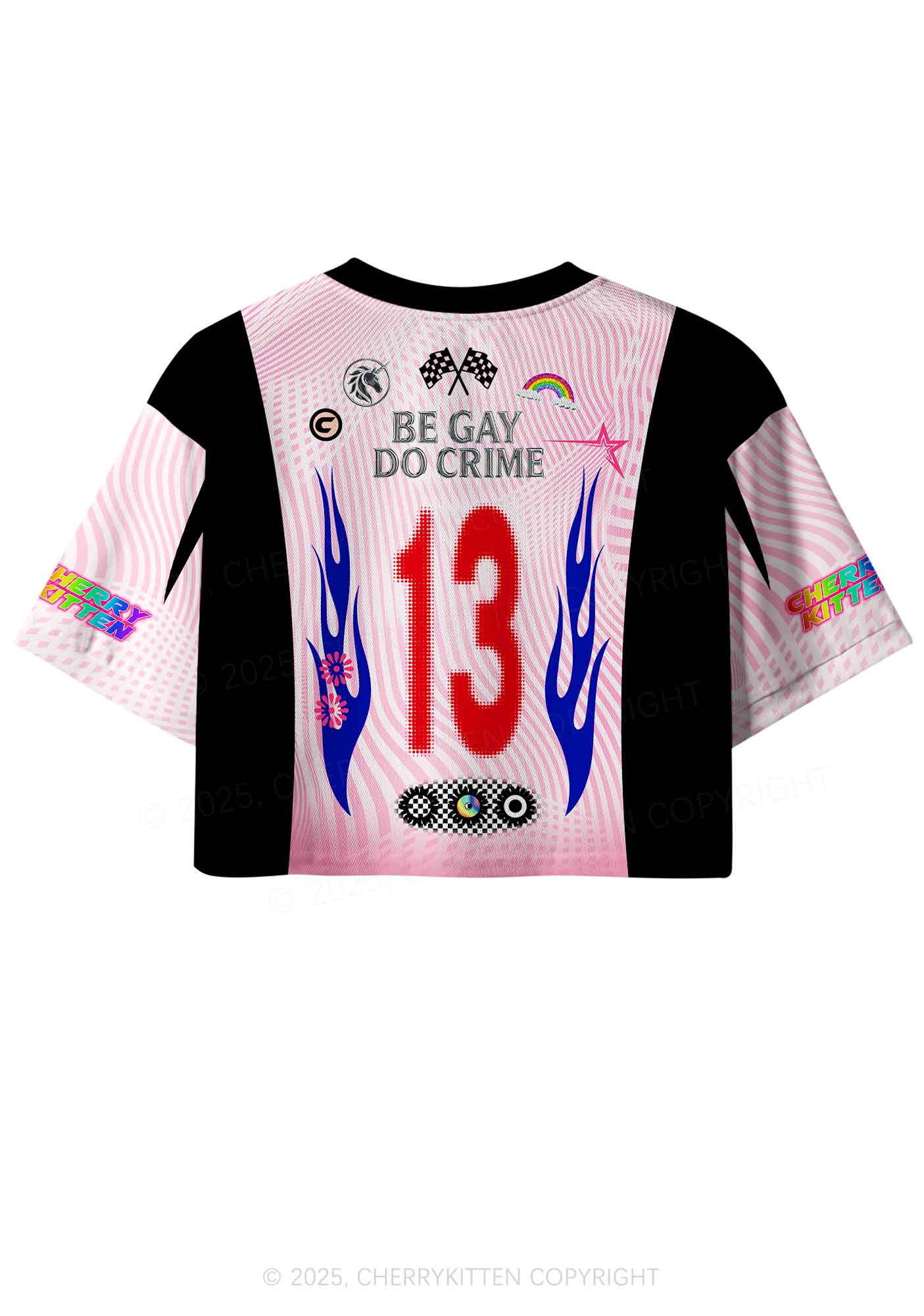 Custom Be Gay Do Crime Pride Y2K Crop Sport Jersey Shirts Cherrykitten