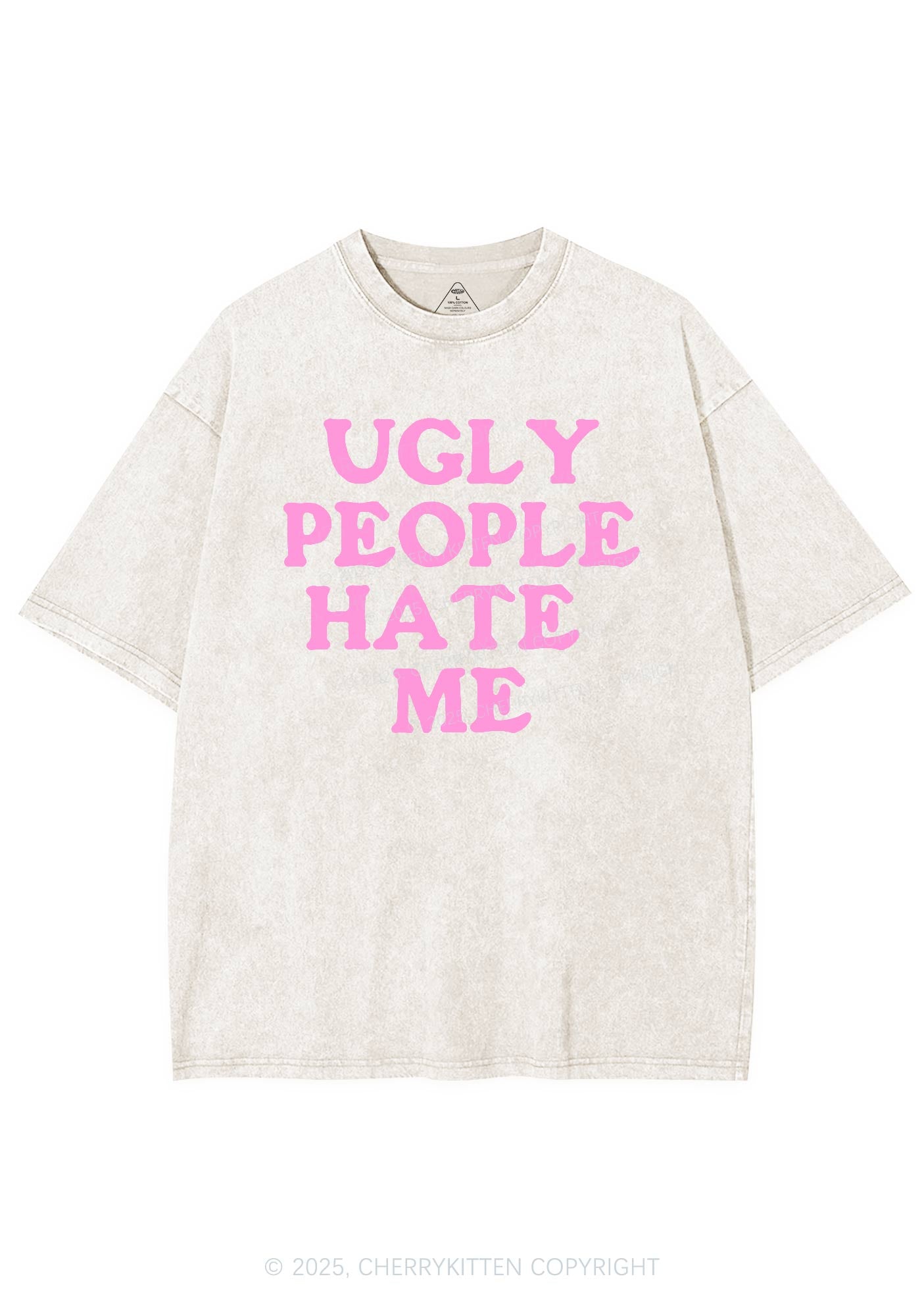 Ugly People Hate Me Y2K Shirts Washed Tee Cherrykitten