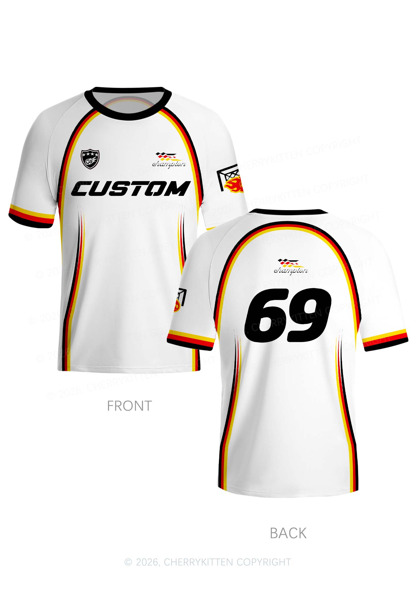 White Custom Text Y2K Football Jersey Shirts Cherrykitten
