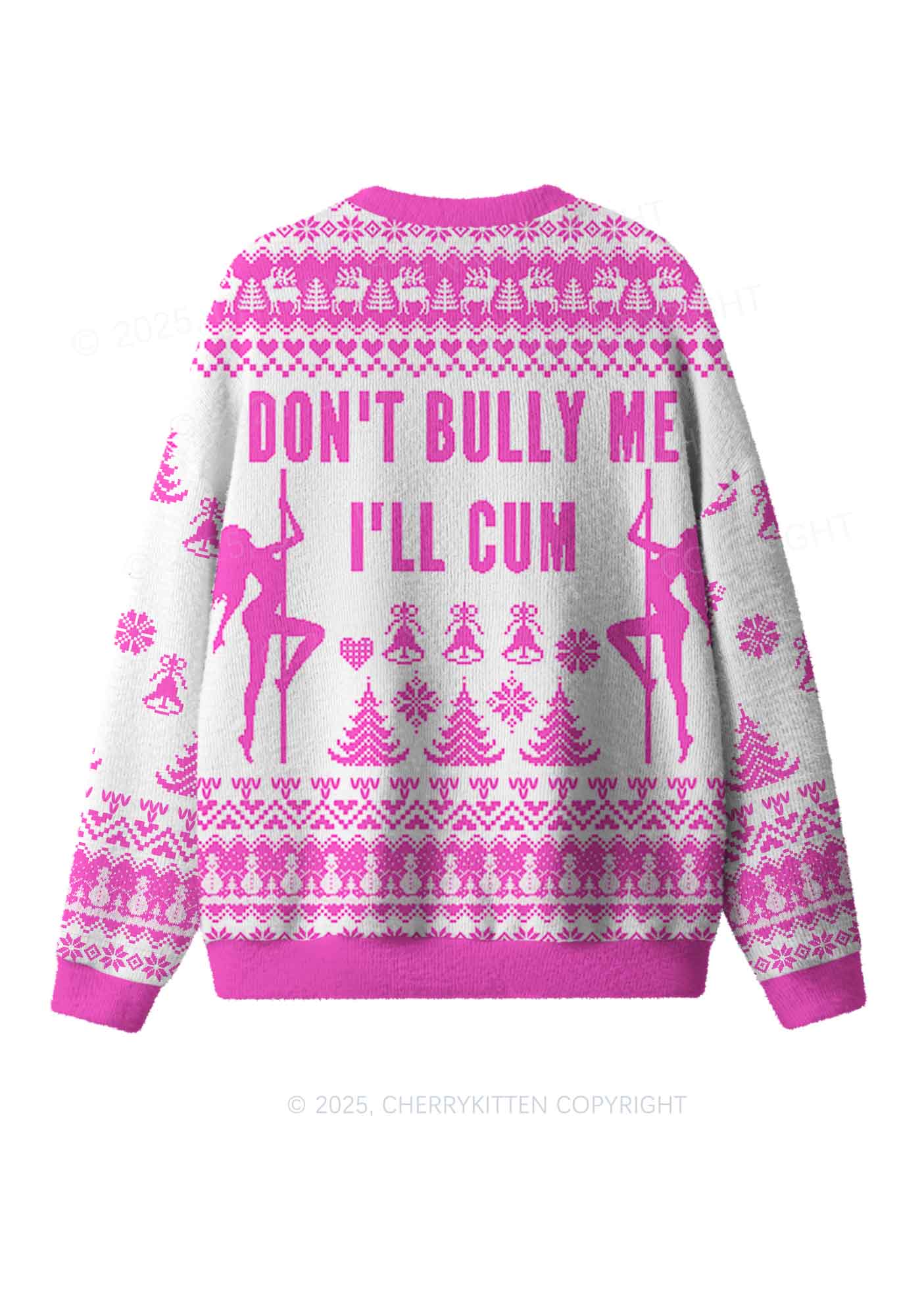 Pink Dont Bully Me Y2K Christmas Knit Sweatshirt Cherrykitten