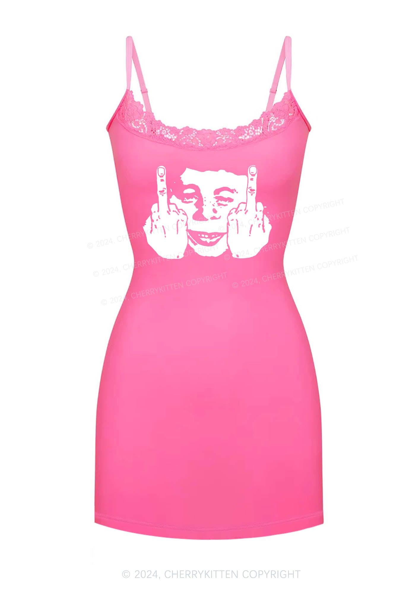 Funny Face Y2K Lace Slip Dress Cherrykitten