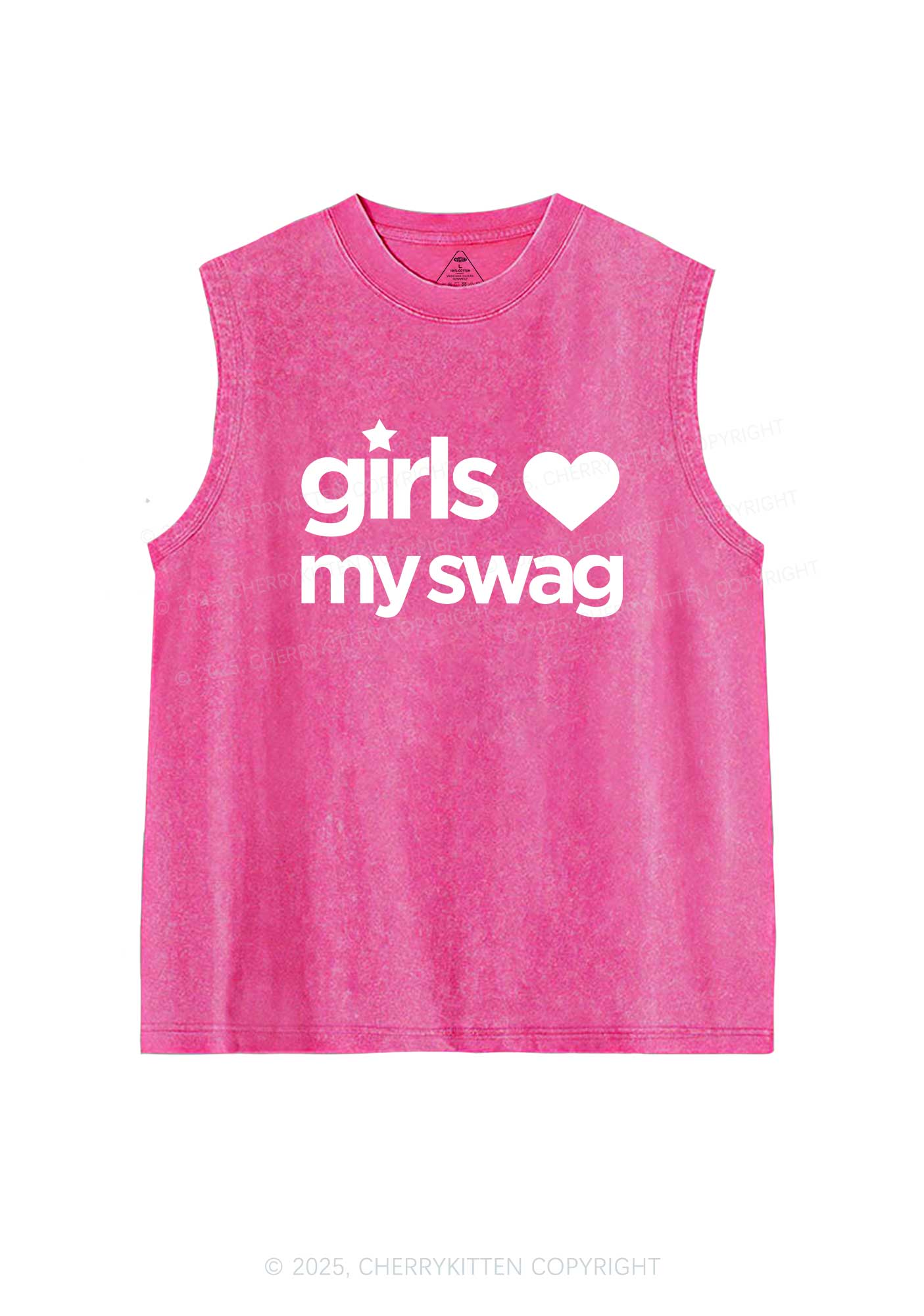 Girls Love My Swag Pride Y2K Washed Muscle Tank Cherrykitten