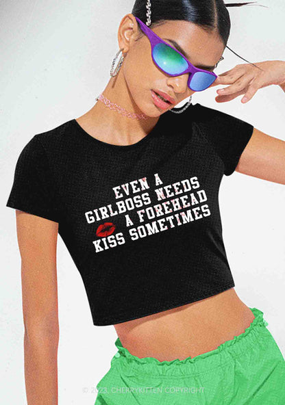 Girlboss Needs A Kiss Y2K Baby Tee Cherrykitten