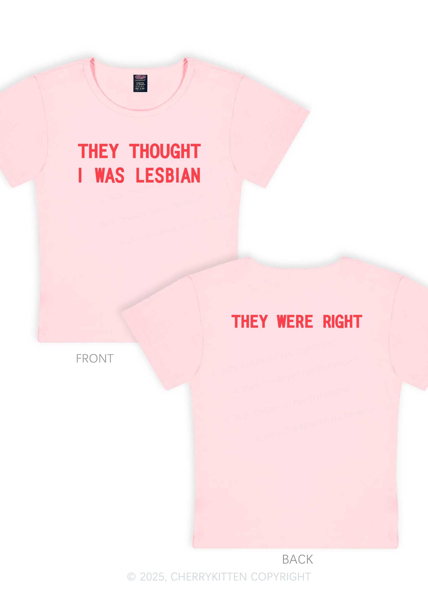 I Was Lesbian Two Sides Pride Y2K Baby Tee Cherrykitten
