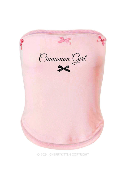 Cinnamon Girl Y2K Pink Bow Tie Tube Top Cherrykitten