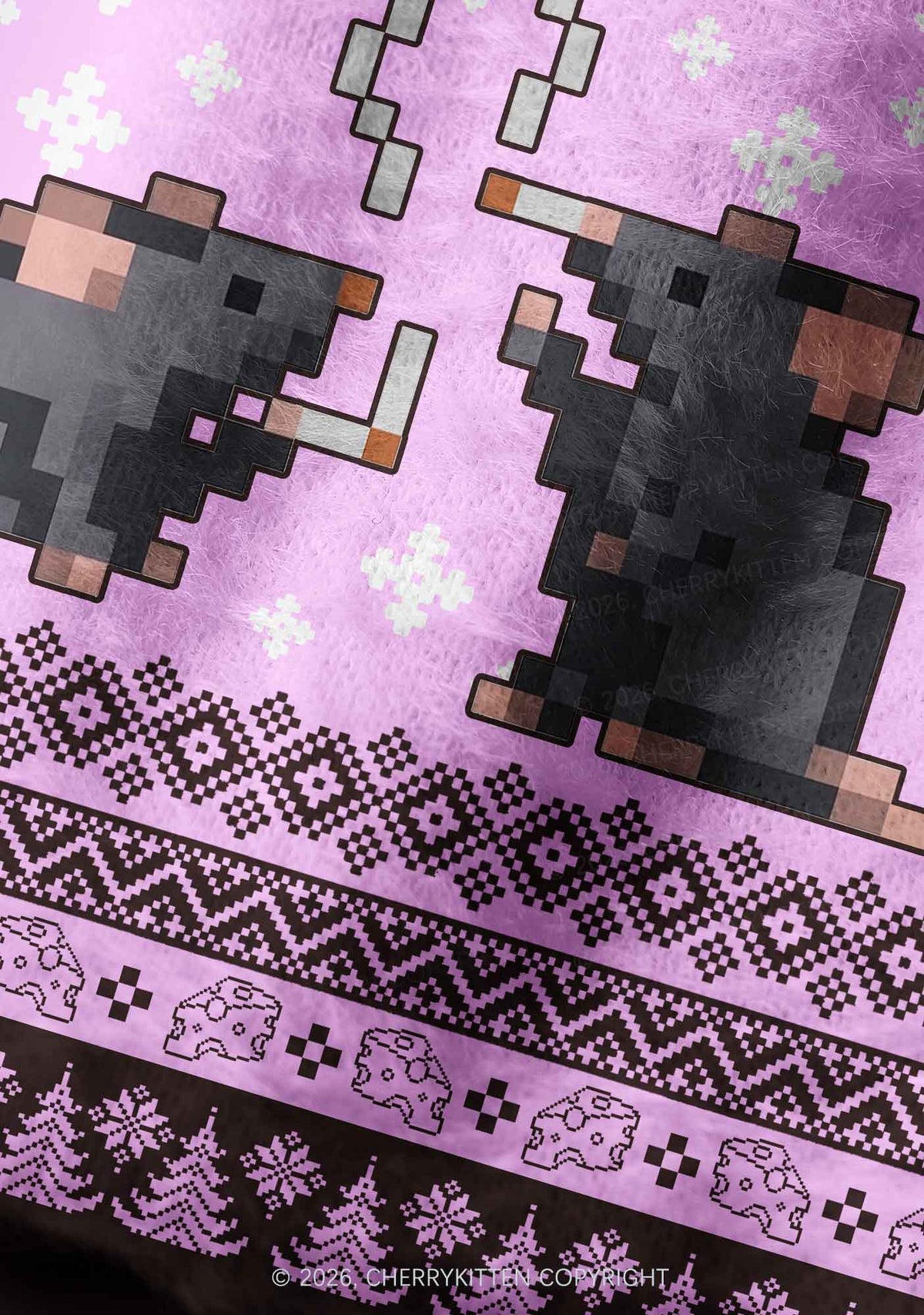 Smoking Rats Y2K Print Knit Beanie Cherrykitten