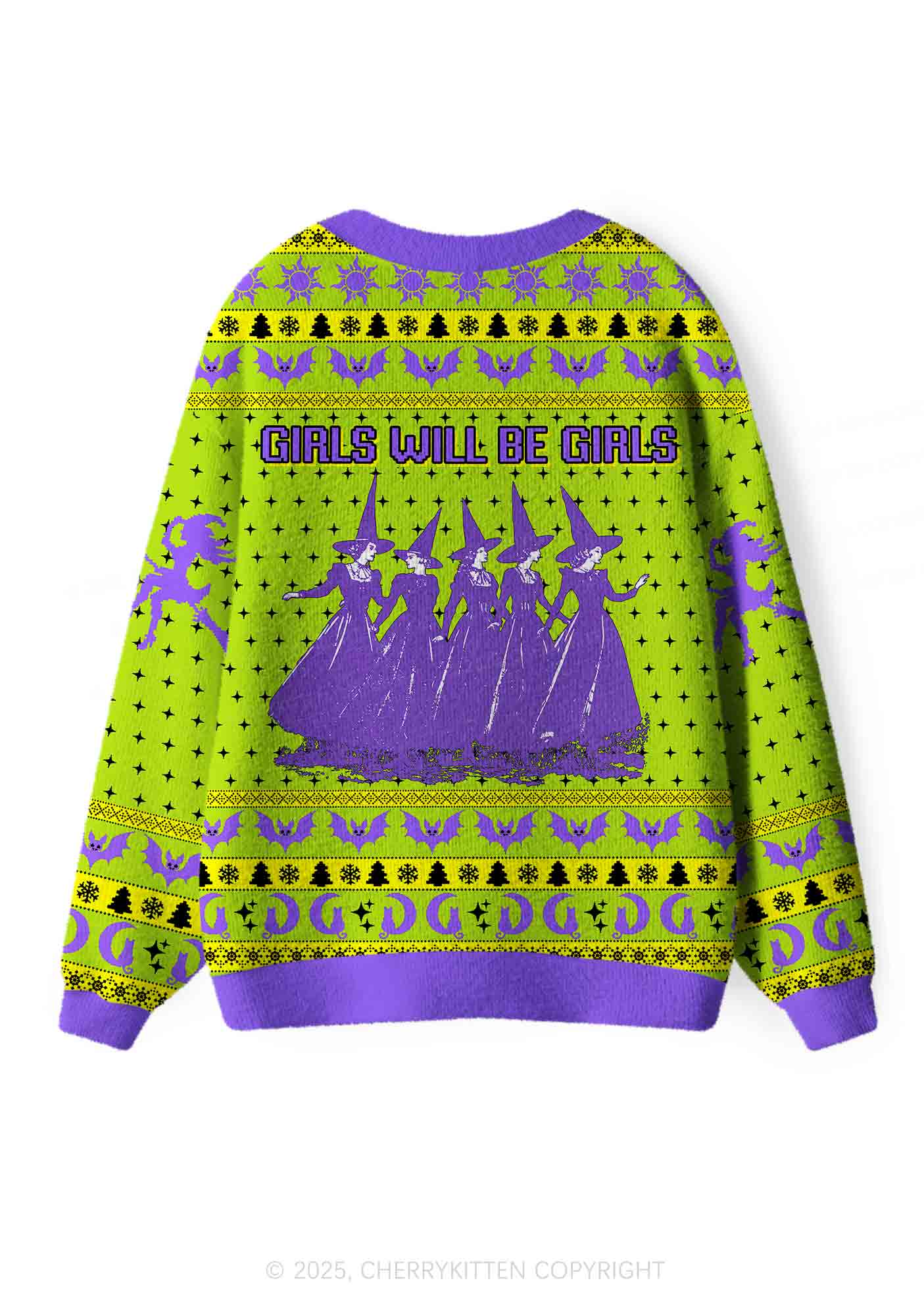 Halloween Girls Will Be Girls Y2K Christmas Cardigan Knit Sweatshirt Cherrykitten