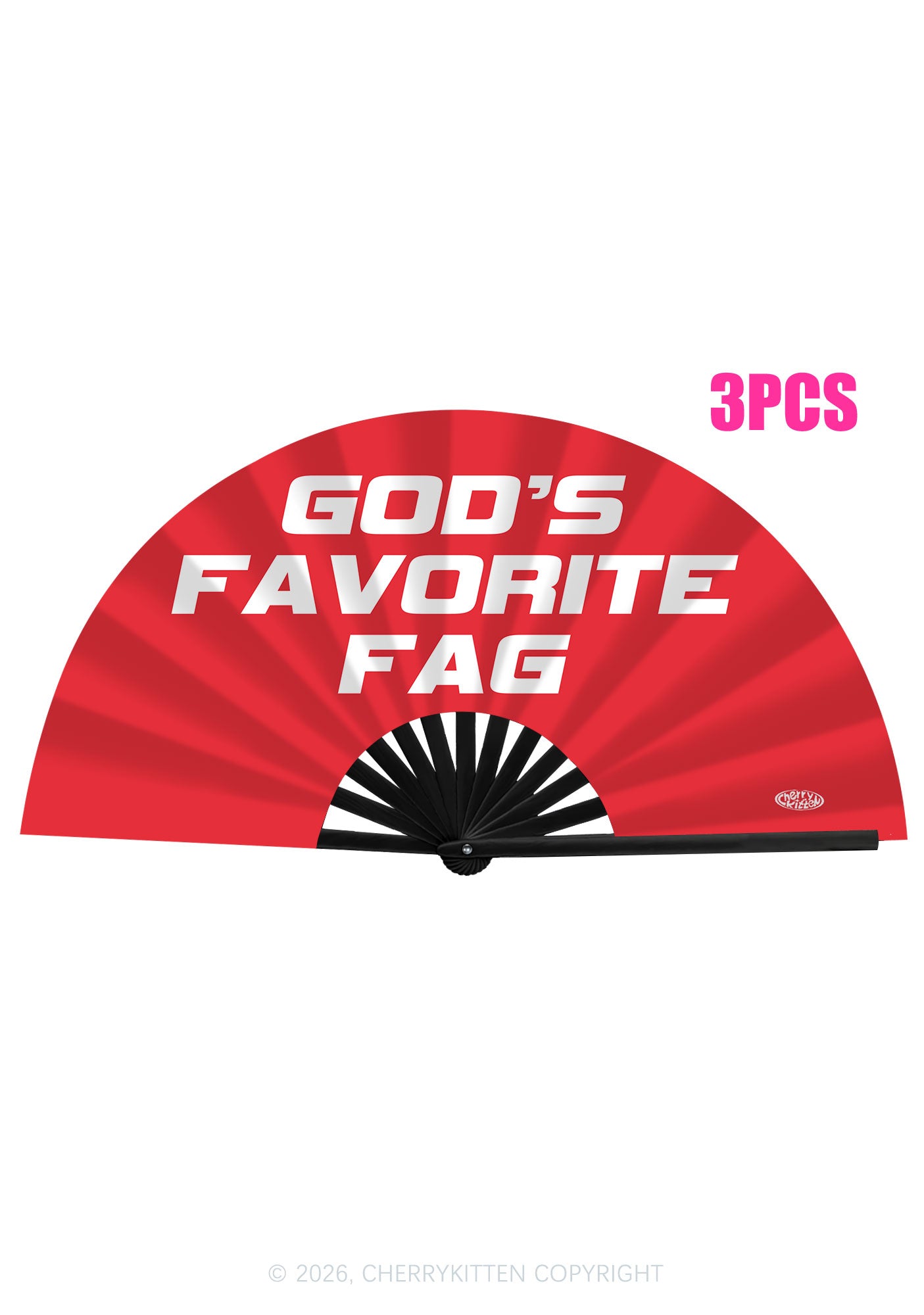 Red Gods Favorite Fag Pride Y2K Rave Hand Fan Cherrykitten