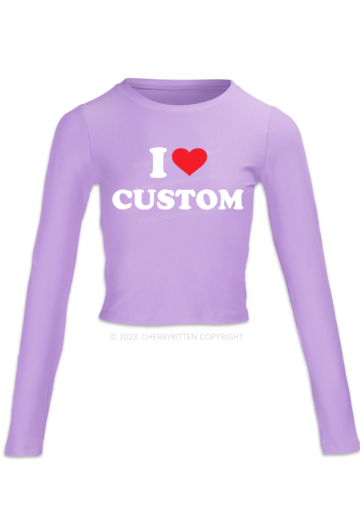 I Love Custom Personalized Long Sleeve Crop Top Cherrykitten