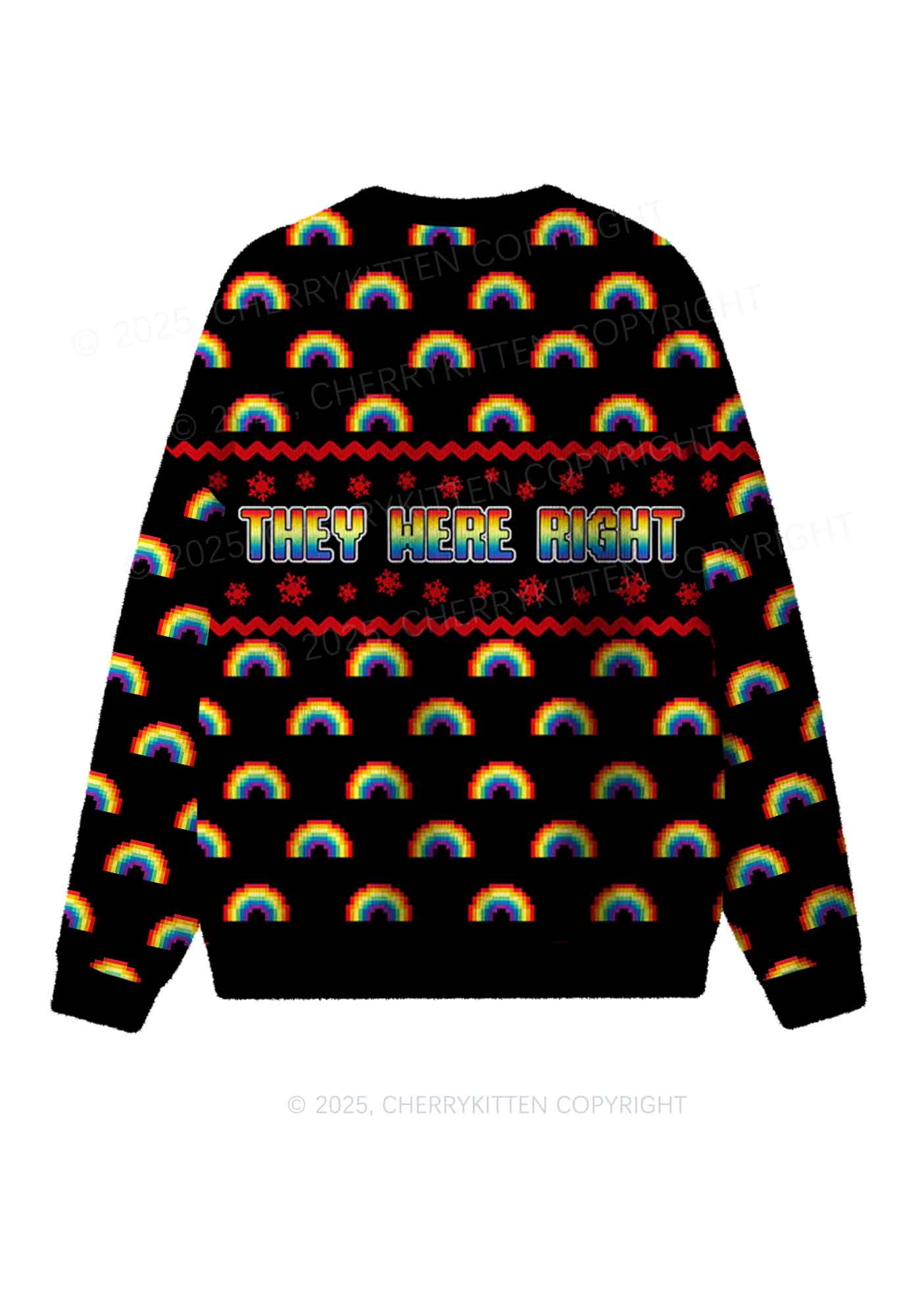 I Was Gay Pride Y2K Christmas Knit Sweatshirt Cherrykitten