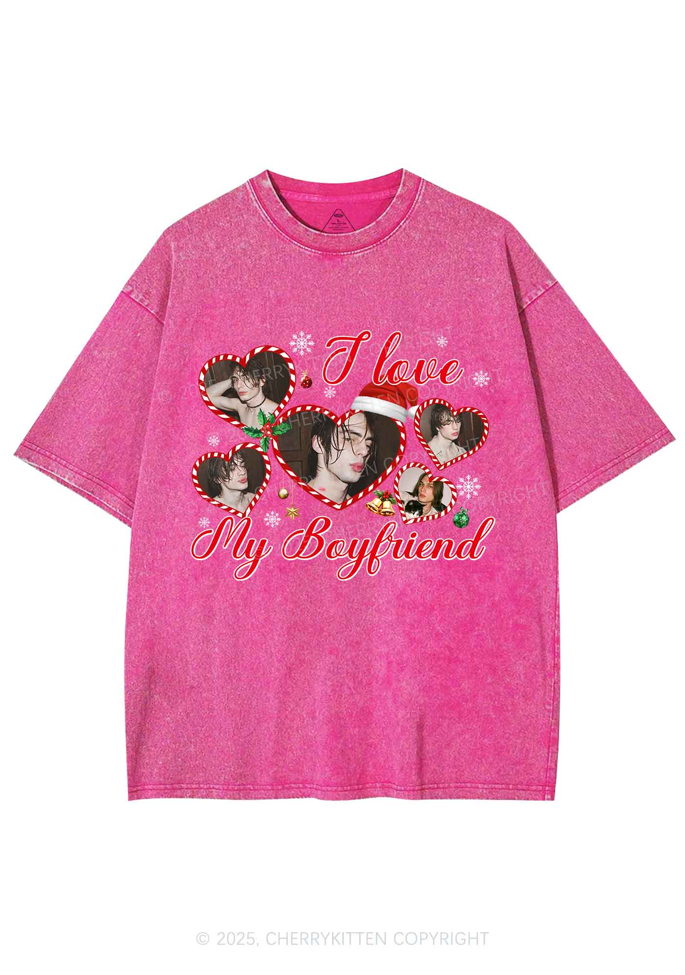 Custom Christmas I Love My GF Y2K Shirts Washed Tee Cherrykitten