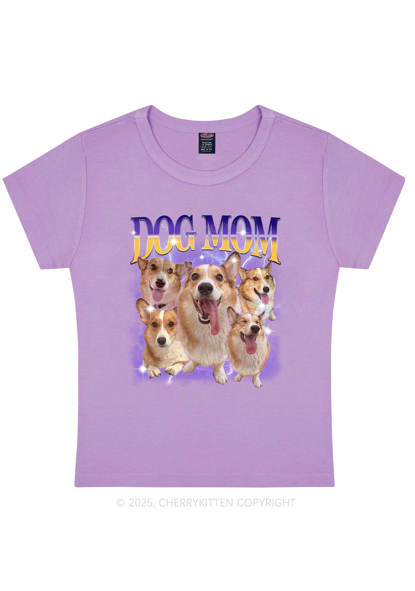 Custom Photo Dog Mom Y2K Baby Tee Cherrykitten