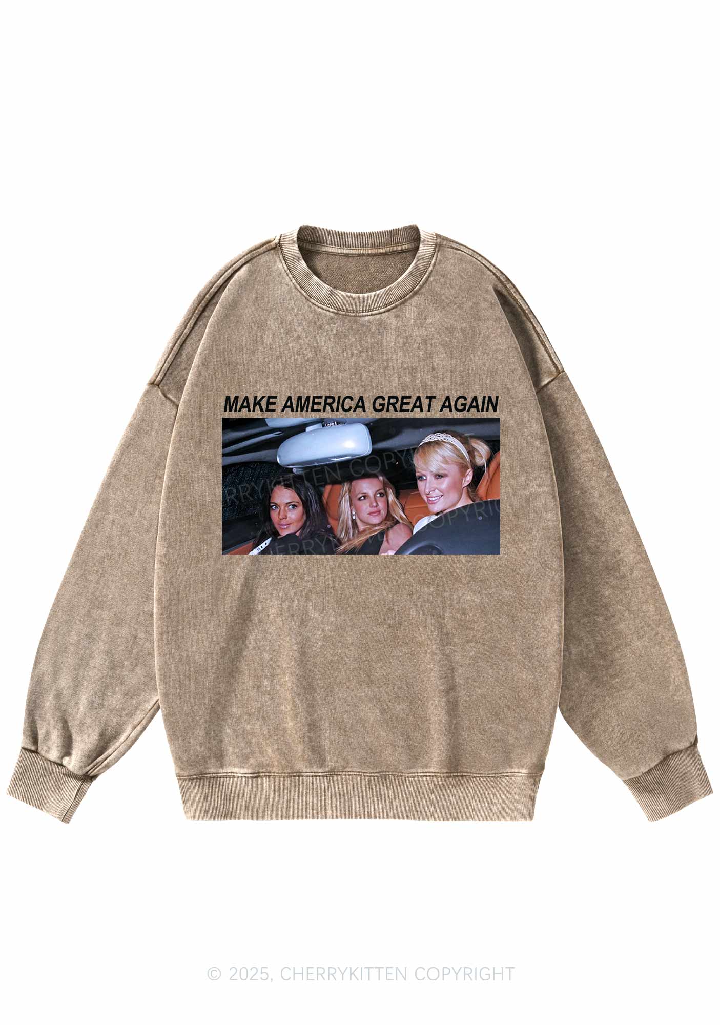 Make America Great Again Y2K Washed Sweatshirts Cherrykitten