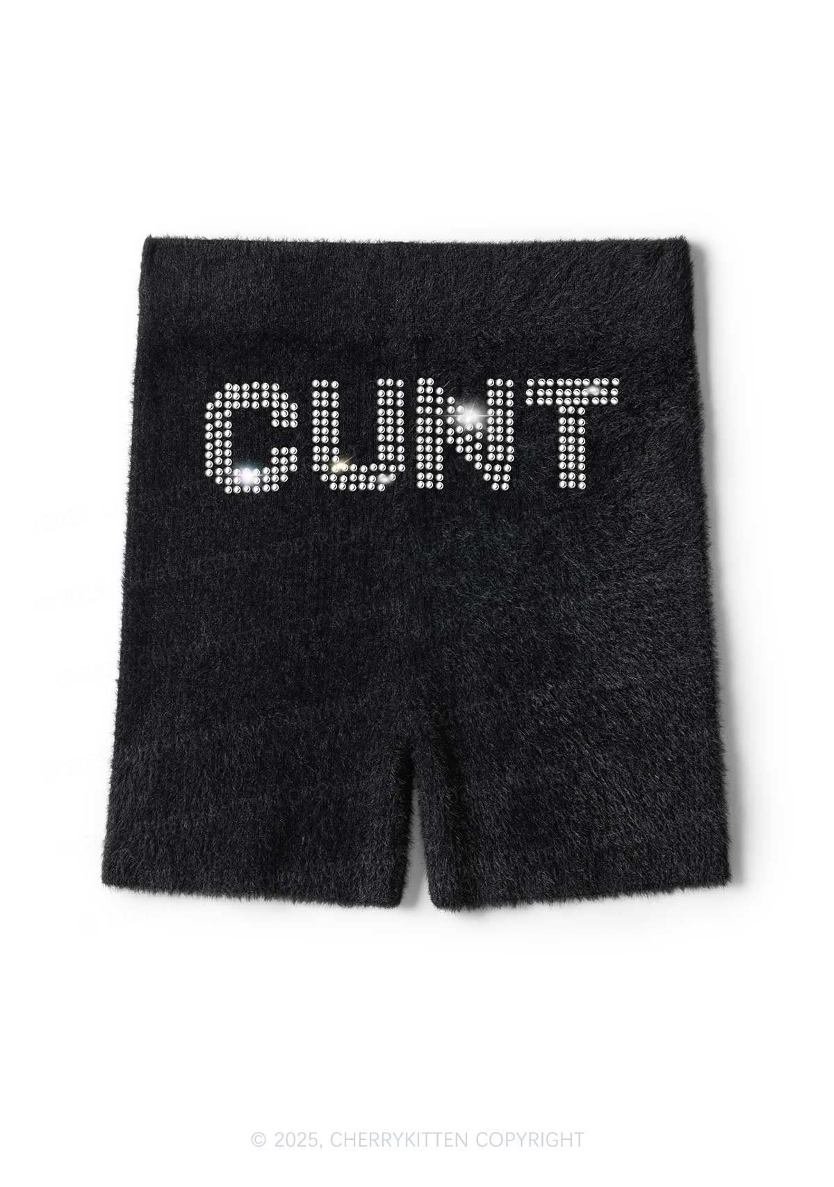 Rhinestone Cxxt Y2K Fluffy Shorts Cherrykitten