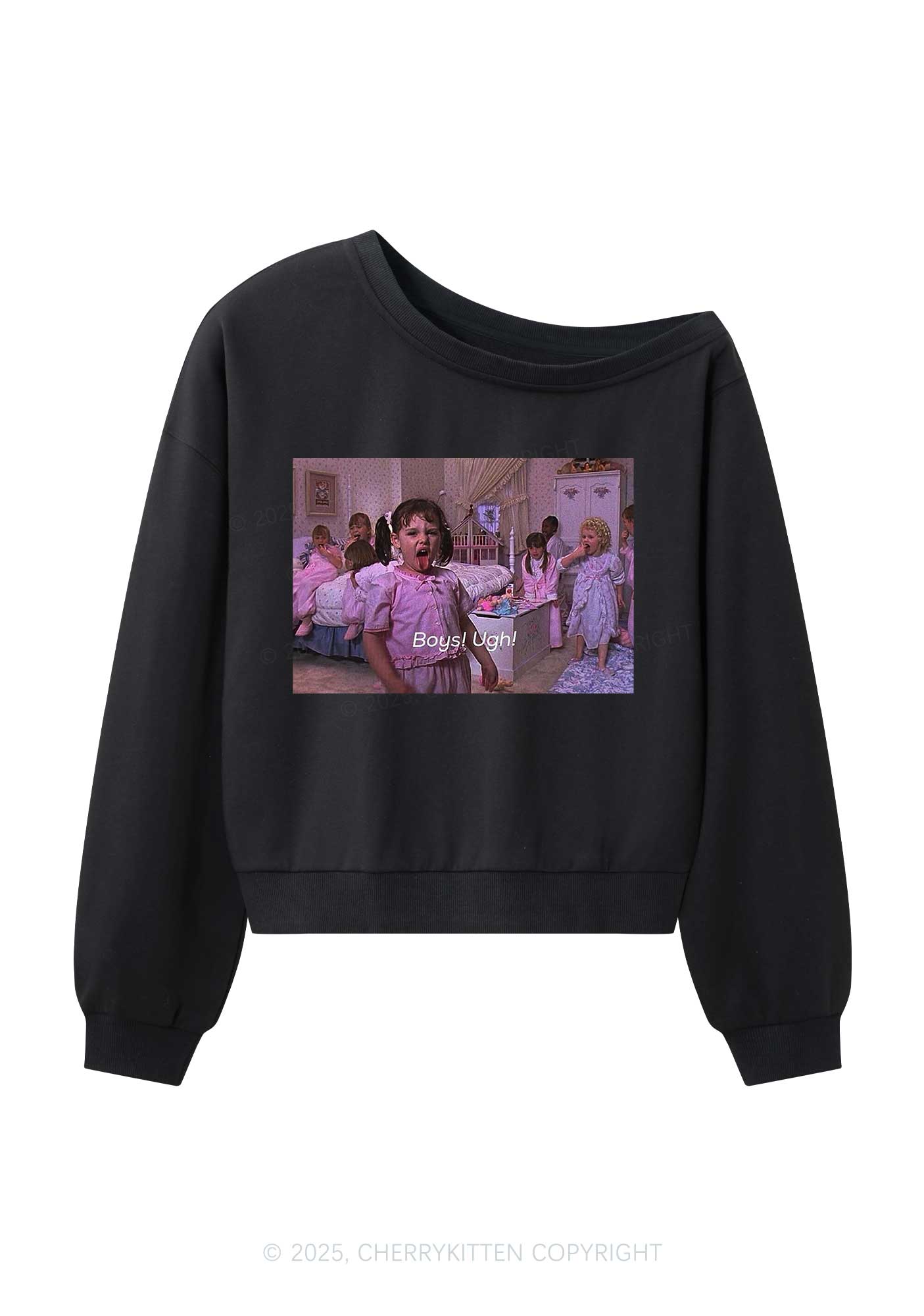 Boys Ugh Y2K Off Shoulder Sweatshirts Cherrykitten