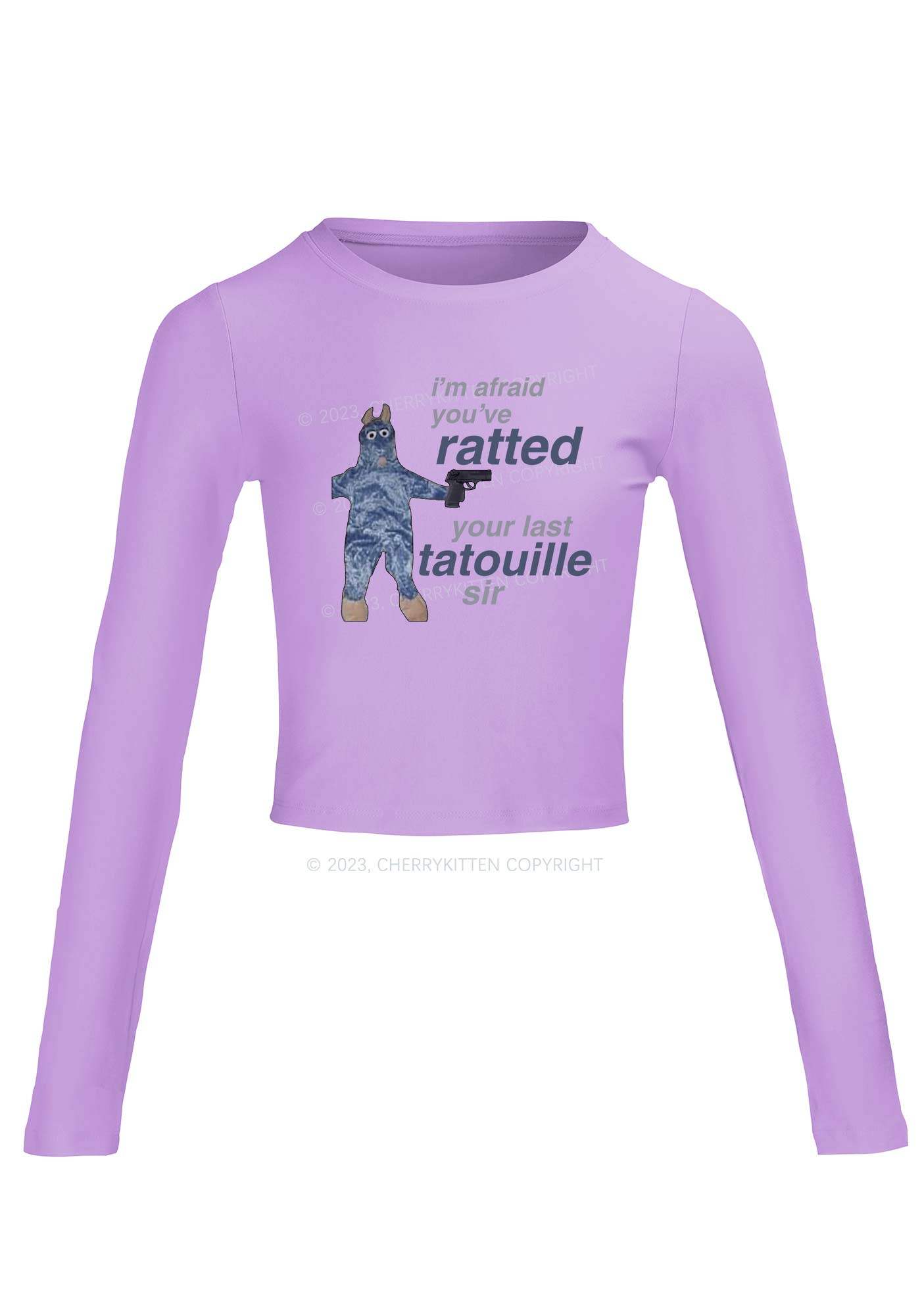 Ratted Last Tatouille Long Sleeve Crop Top Cherrykitten