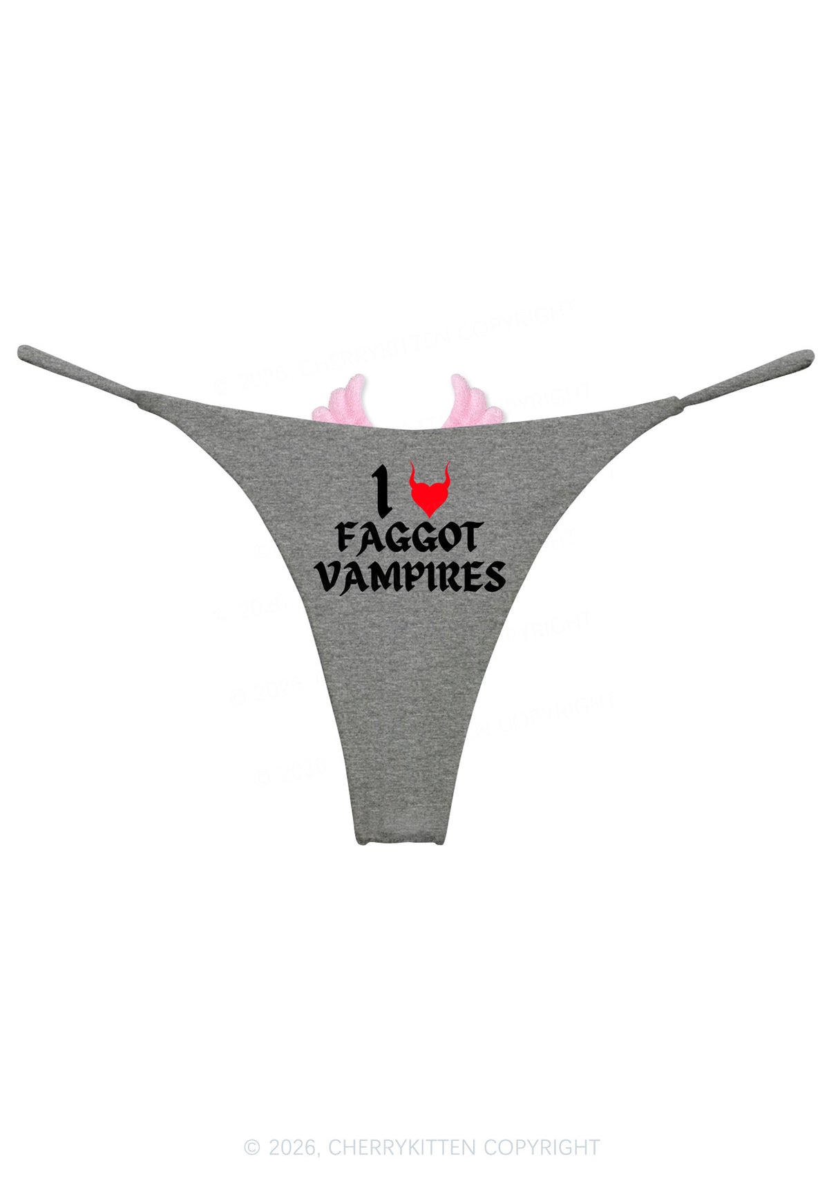 Halloween I Love Faggot Vampires Y2K Goth Angel Wings Bikini String Thong Cherrykitten