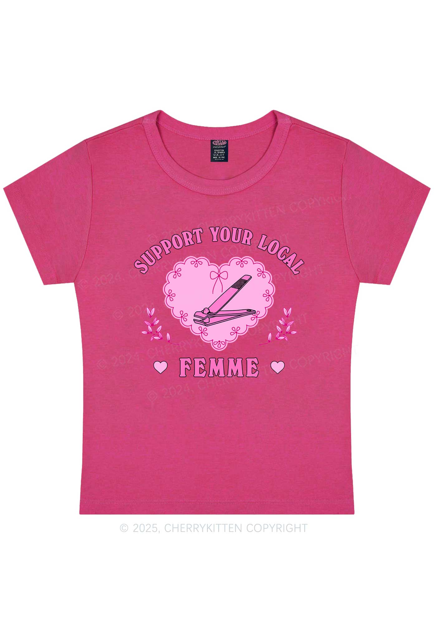 Support Your Local Femme Y2K Baby Tee Cherrykitten