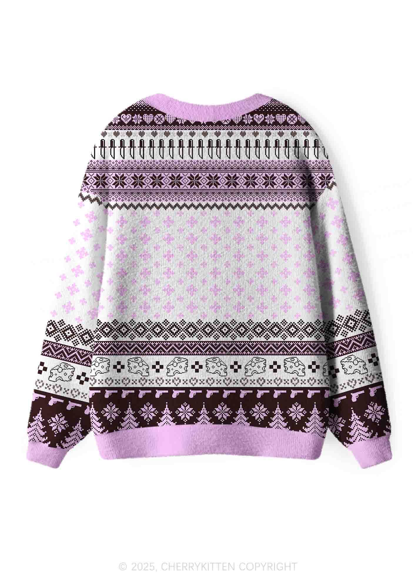 Smoking Rats Y2K Christmas Cardigan Knit Sweatshirt Cherrykitten